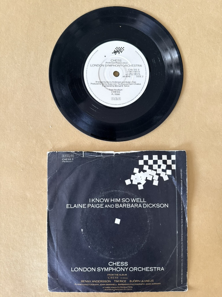 Chess I Know Him So Well Vinyl Single Record 7" Elaine Paige Barbara Dickson image 2