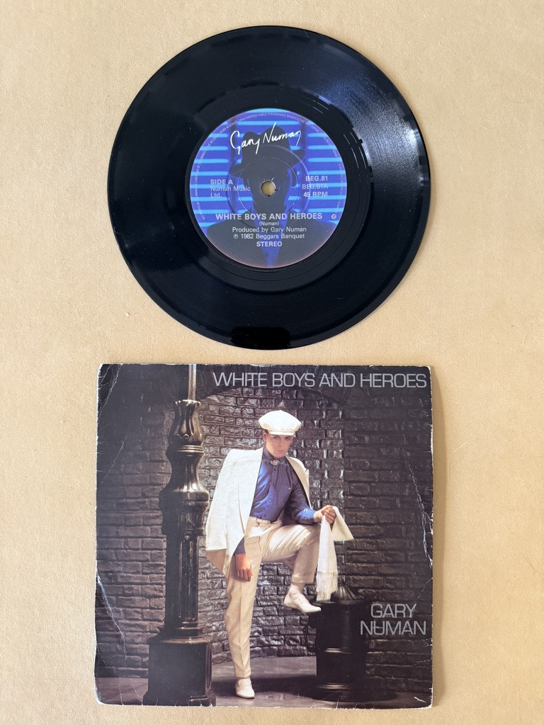 Gary Numan White Boys and Heroes Vinly Single 45 RPM Record