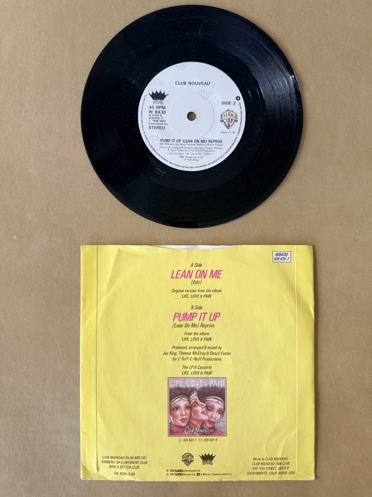 Club Nouveau Lean On Me 7 Inch Vinyl Single record image 2