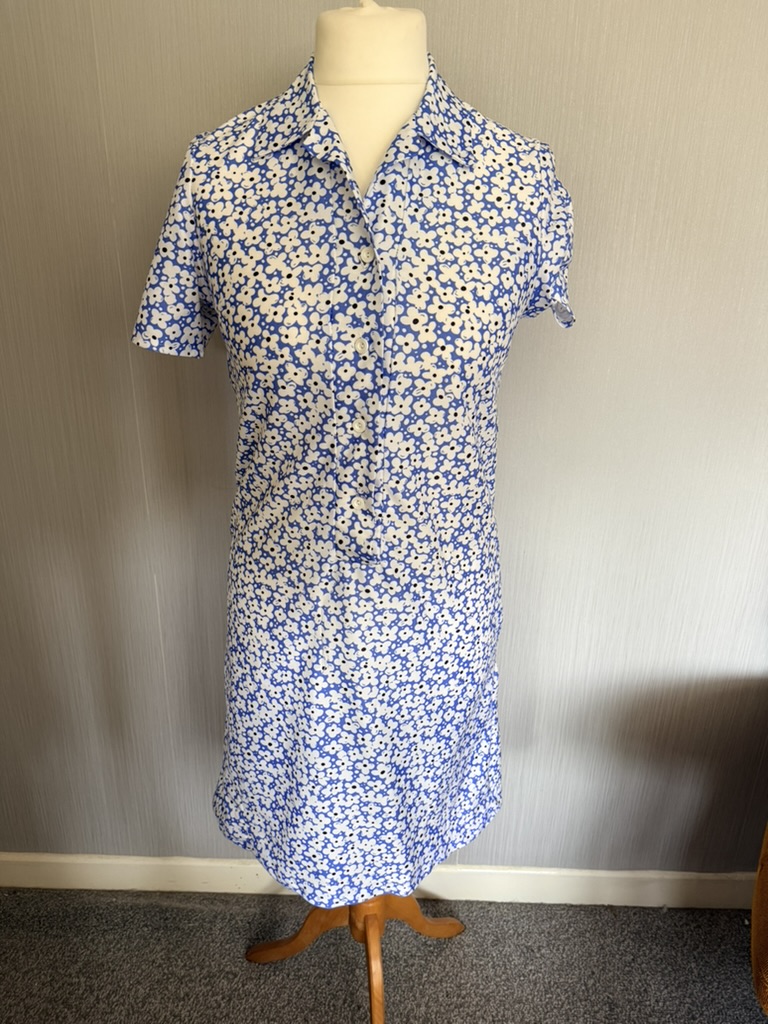 Variations Blue & White Floral Shirt Dress Medium