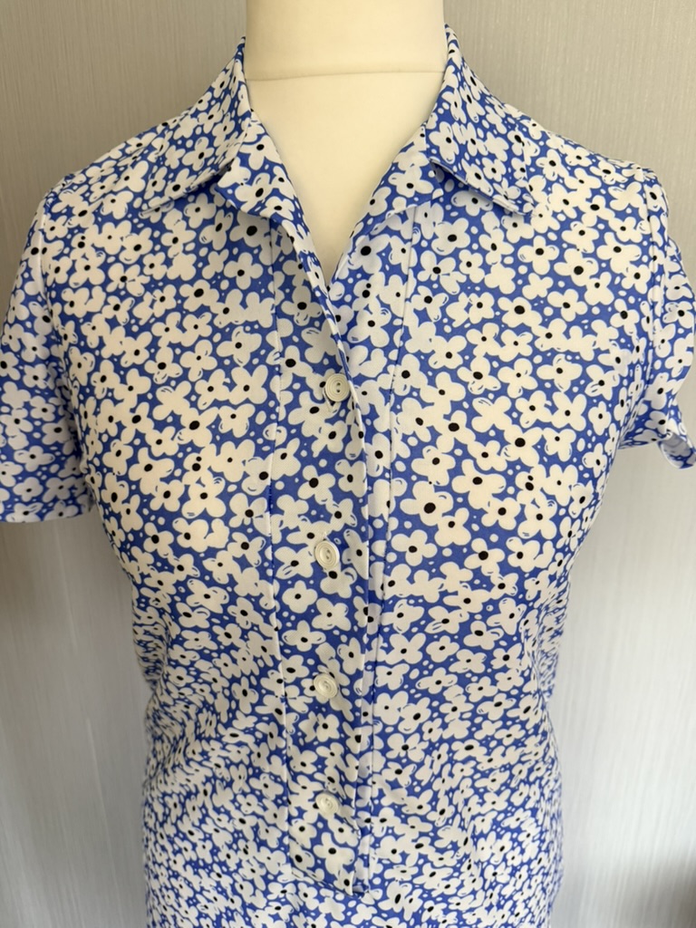 Variations Blue & White Floral Shirt Dress Medium image 2
