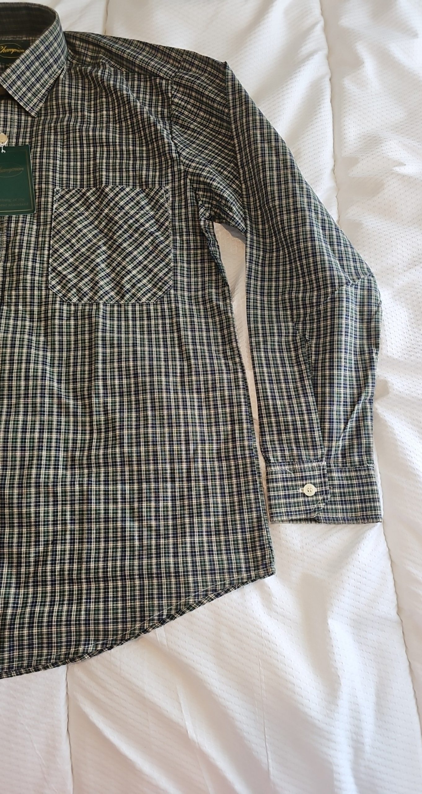Champion Blue, Black & White Checked Shirt Medium Cotton Blend Country Style image 2