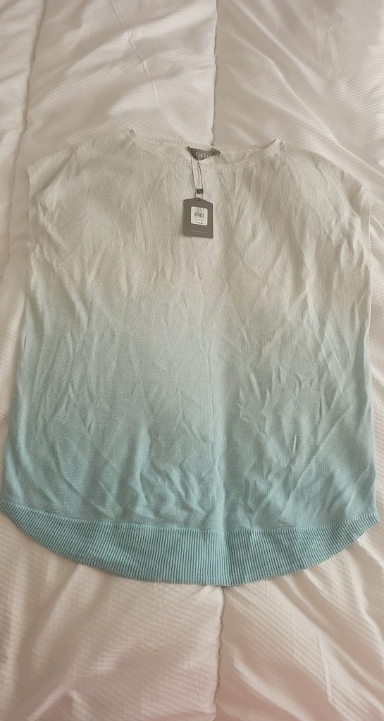 Oasis White & Light Blue Ombre Knit Sweater Extra Small womans