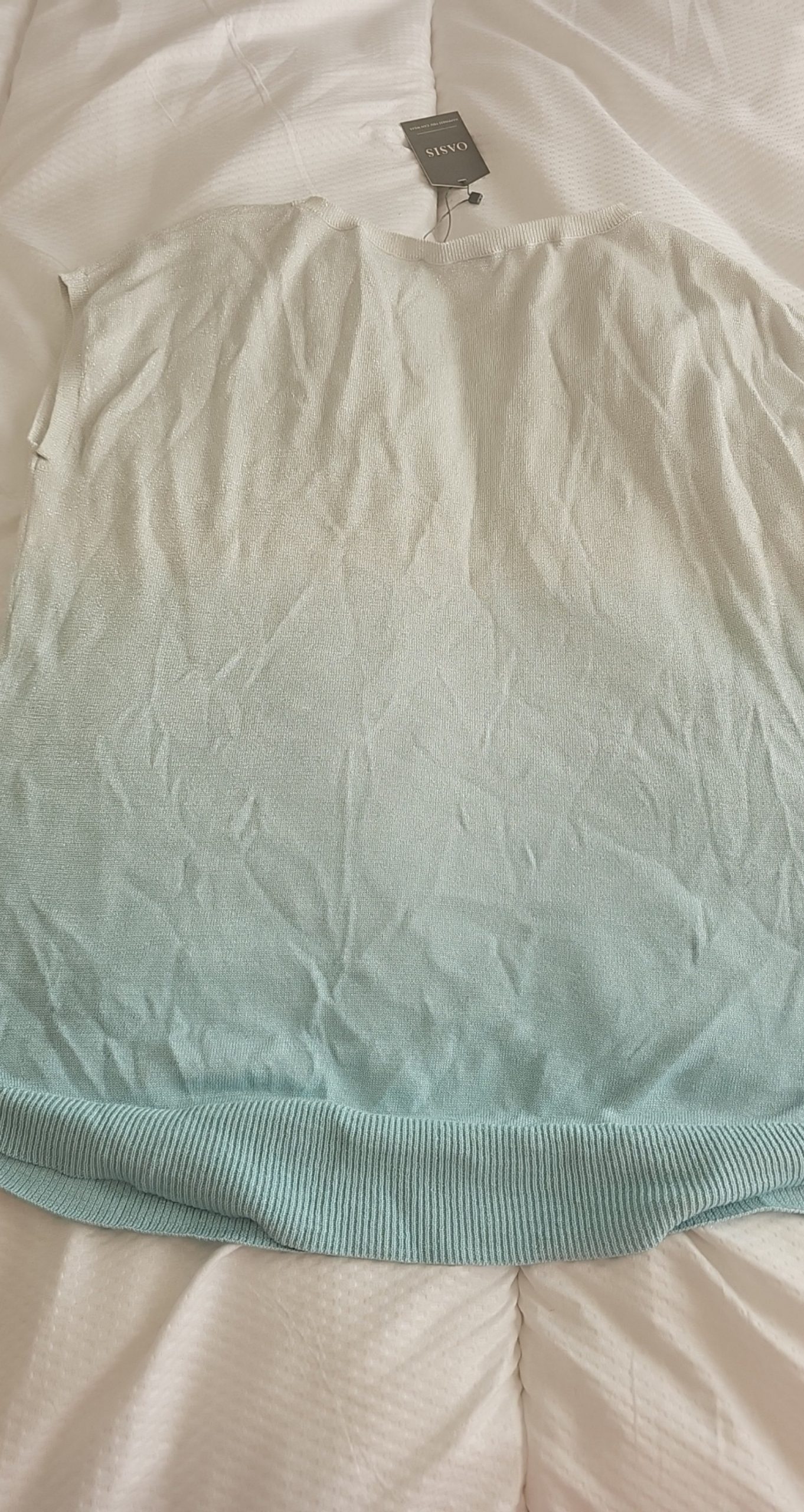 Oasis White & Light Blue Ombre Knit Sweater Extra Small womans image 4