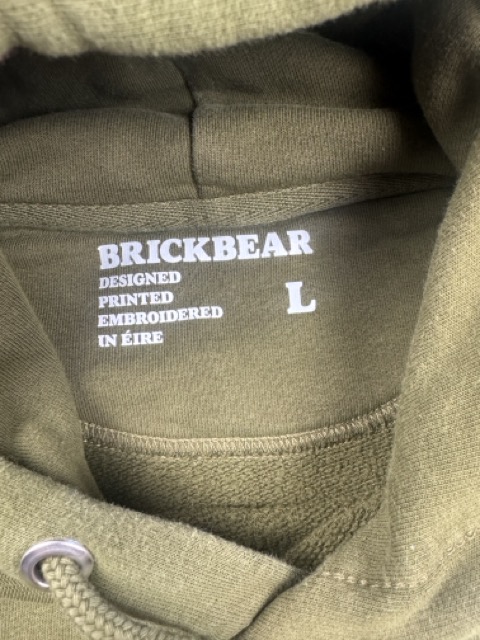 Brickbear Olive Green Hoodie Large Small Logo Embroidered image 4