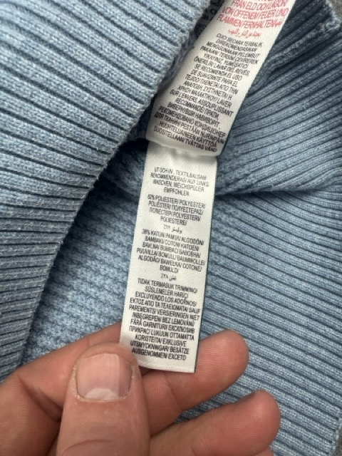 M&S Slate Blue Half Zip Textured Cotton Blend Jumper Large image 5