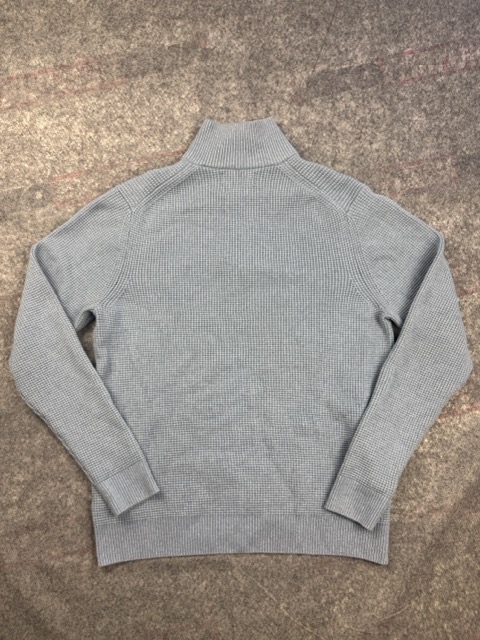 M&S Slate Blue Half Zip Textured Cotton Blend Jumper Large image 8