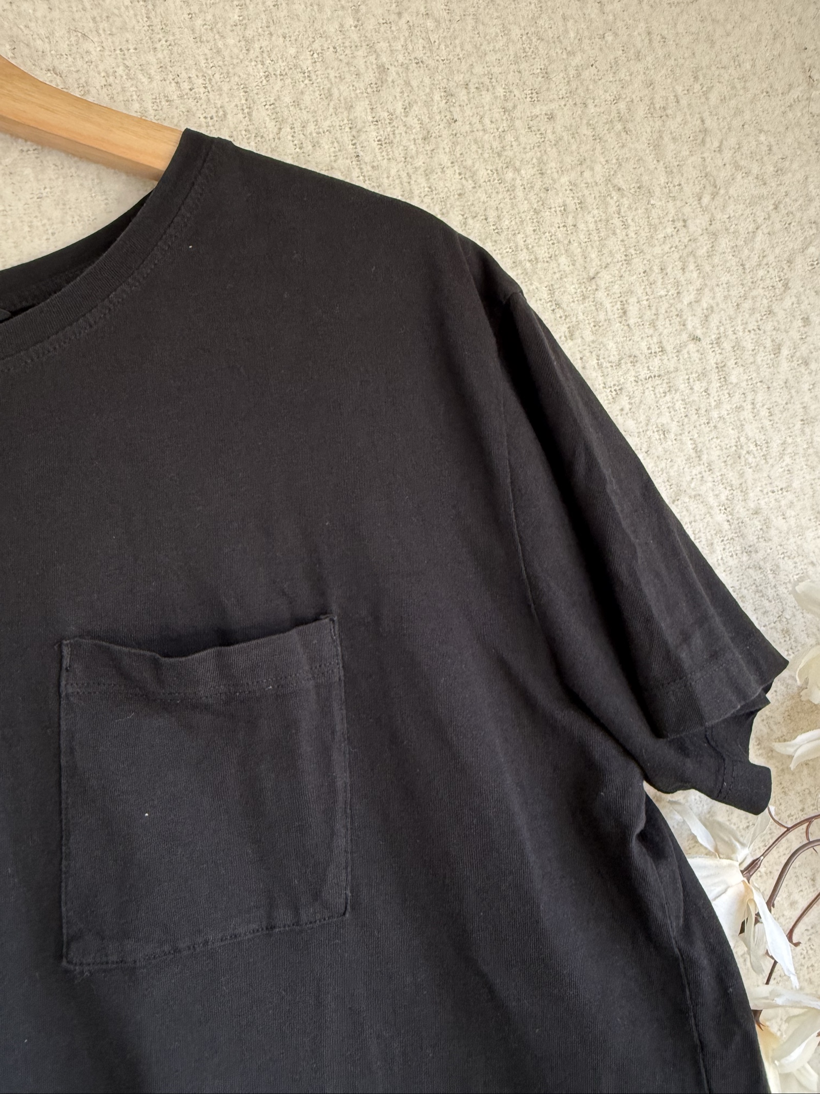 New Look Black Cotton Pocket T-Shirt UK 12 Casual Basic Summer Tee image 2