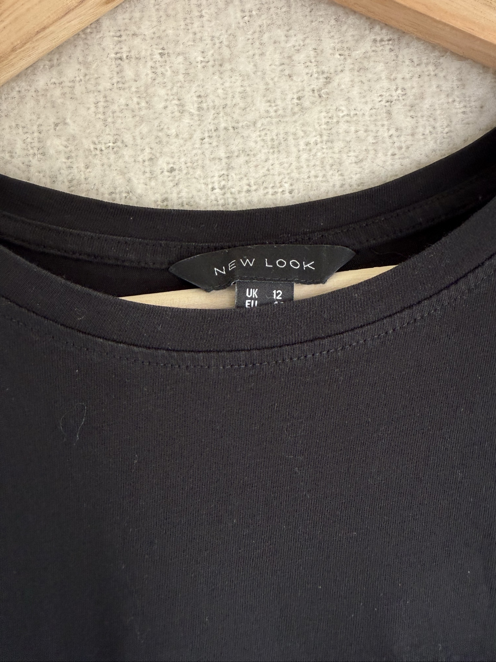 New Look Black Cotton Pocket T-Shirt UK 12 Casual Basic Summer Tee image 3