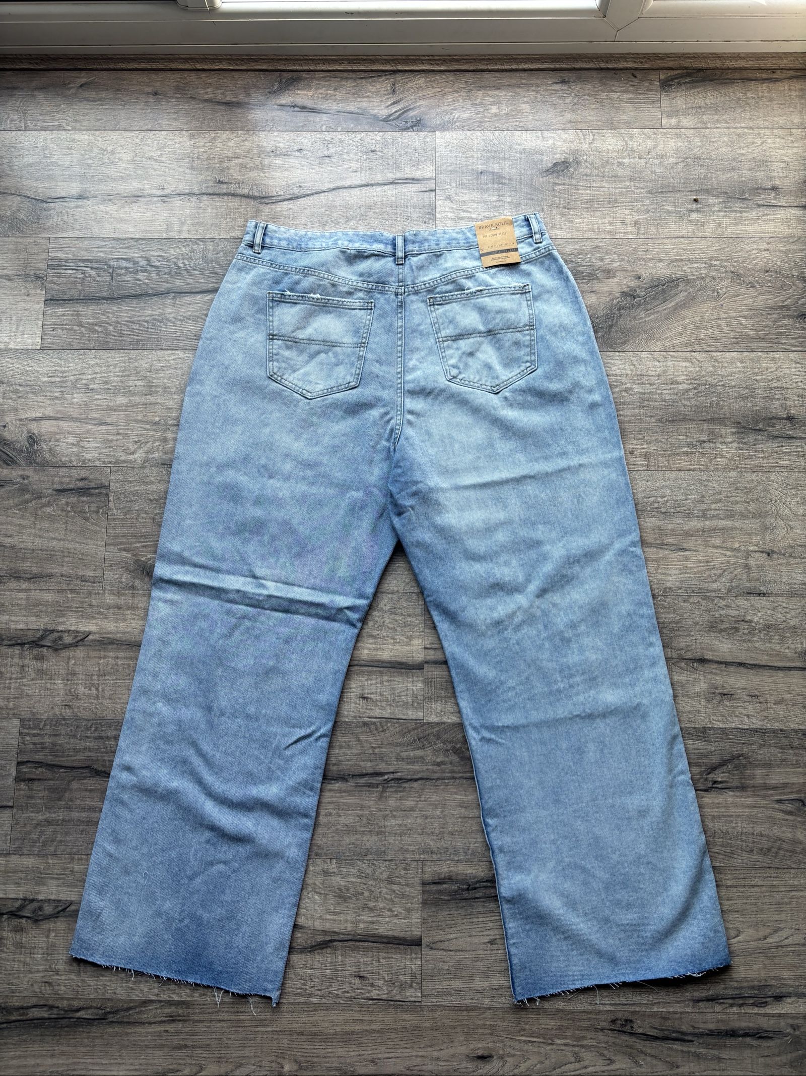 Brave Soul Light Blue Wide Leg Distress Jeans UK 22