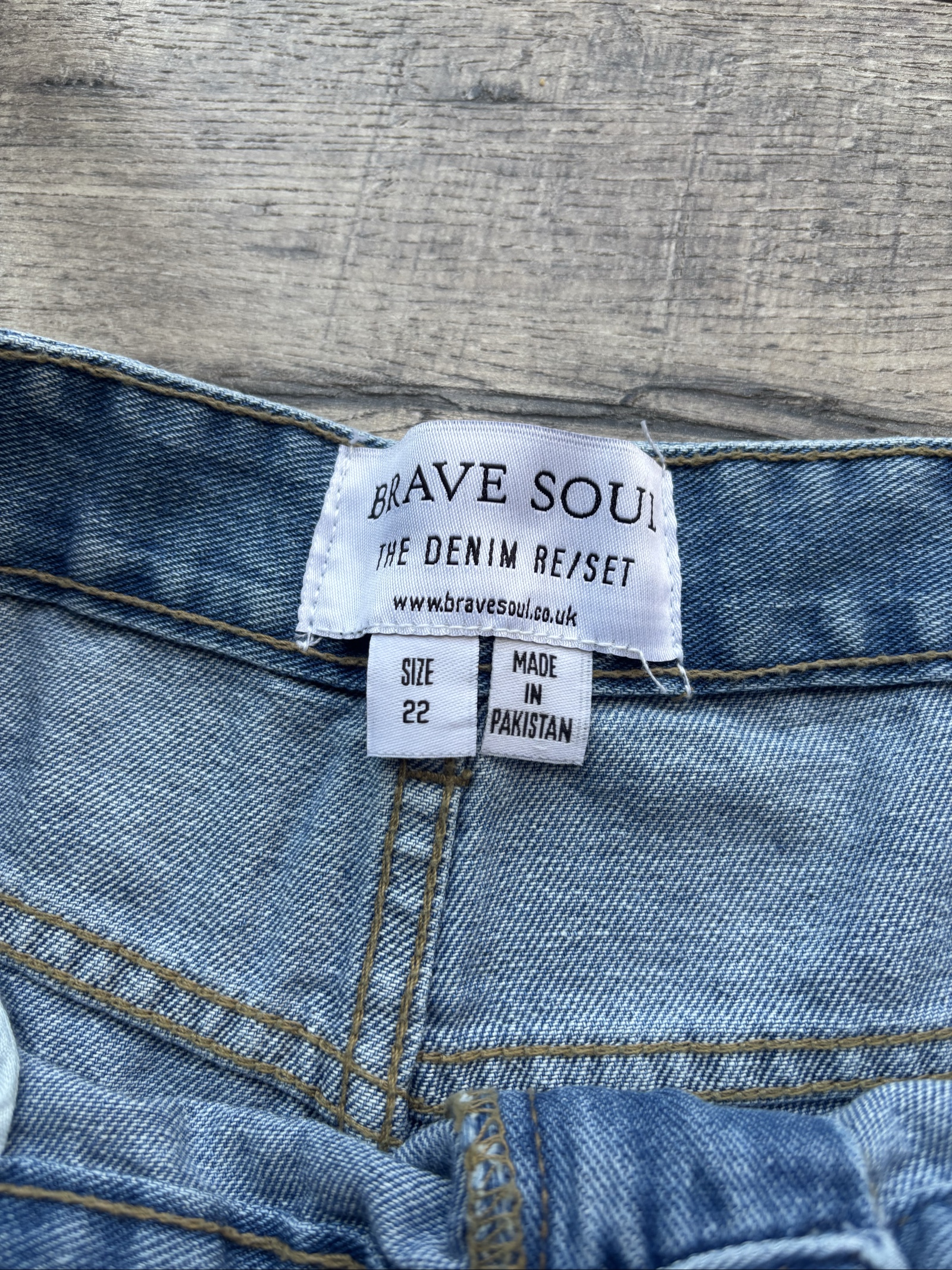 Brave Soul Light Blue Wide Leg Distress Jeans UK 22 image 2