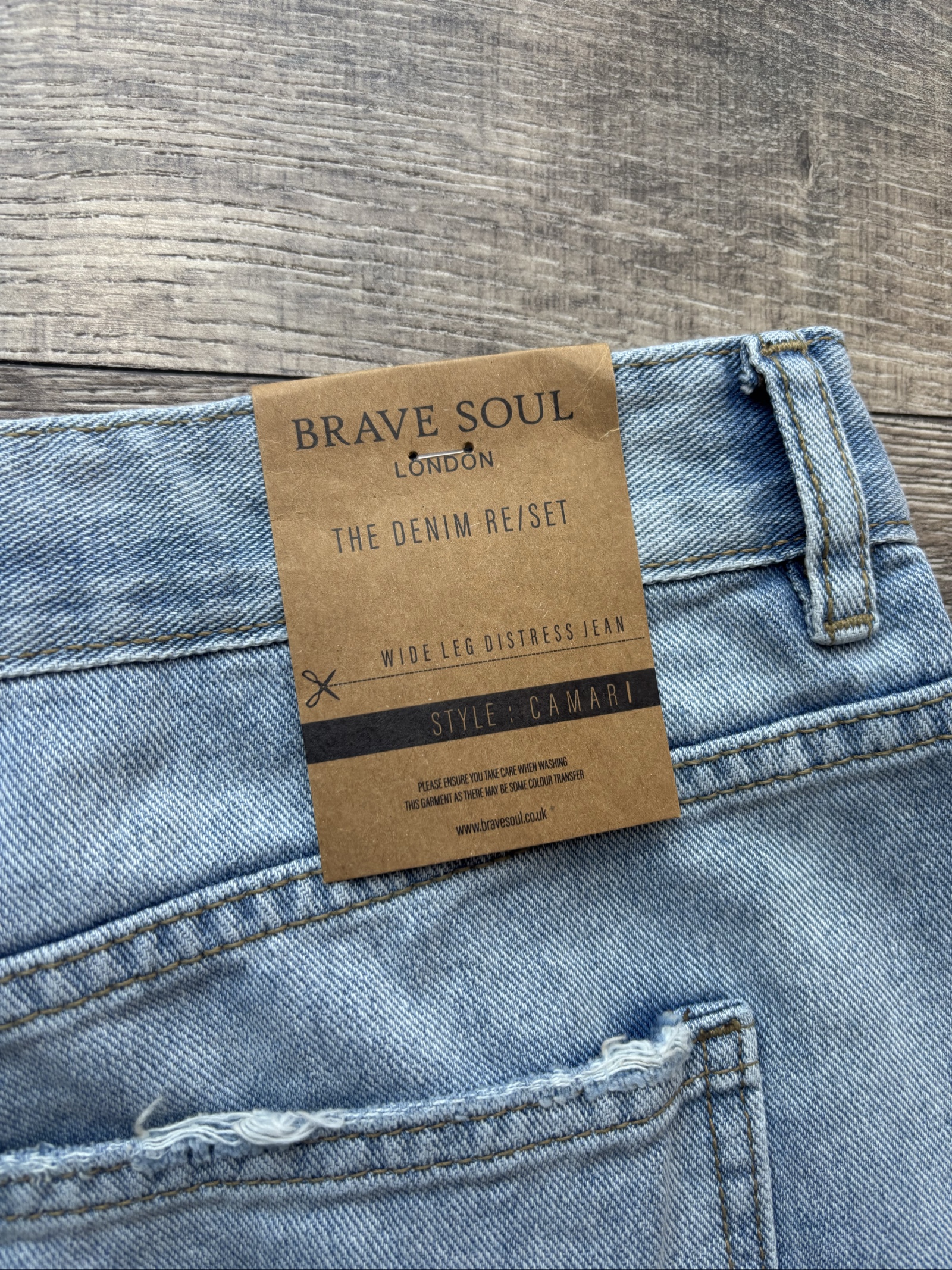 Brave Soul Light Blue Wide Leg Distress Jeans UK 22 image 4
