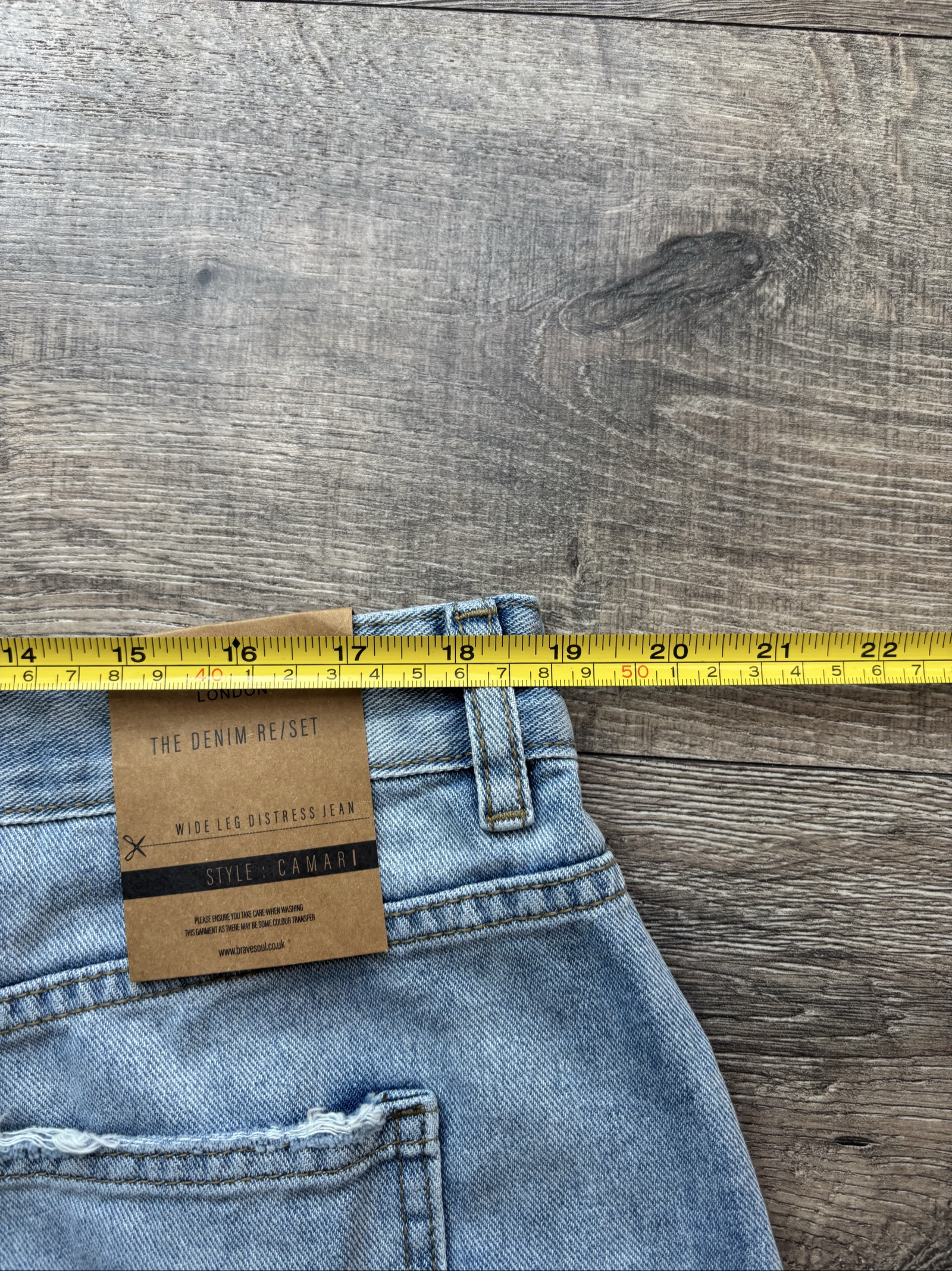 Brave Soul Light Blue Wide Leg Distress Jeans UK 22 image 5