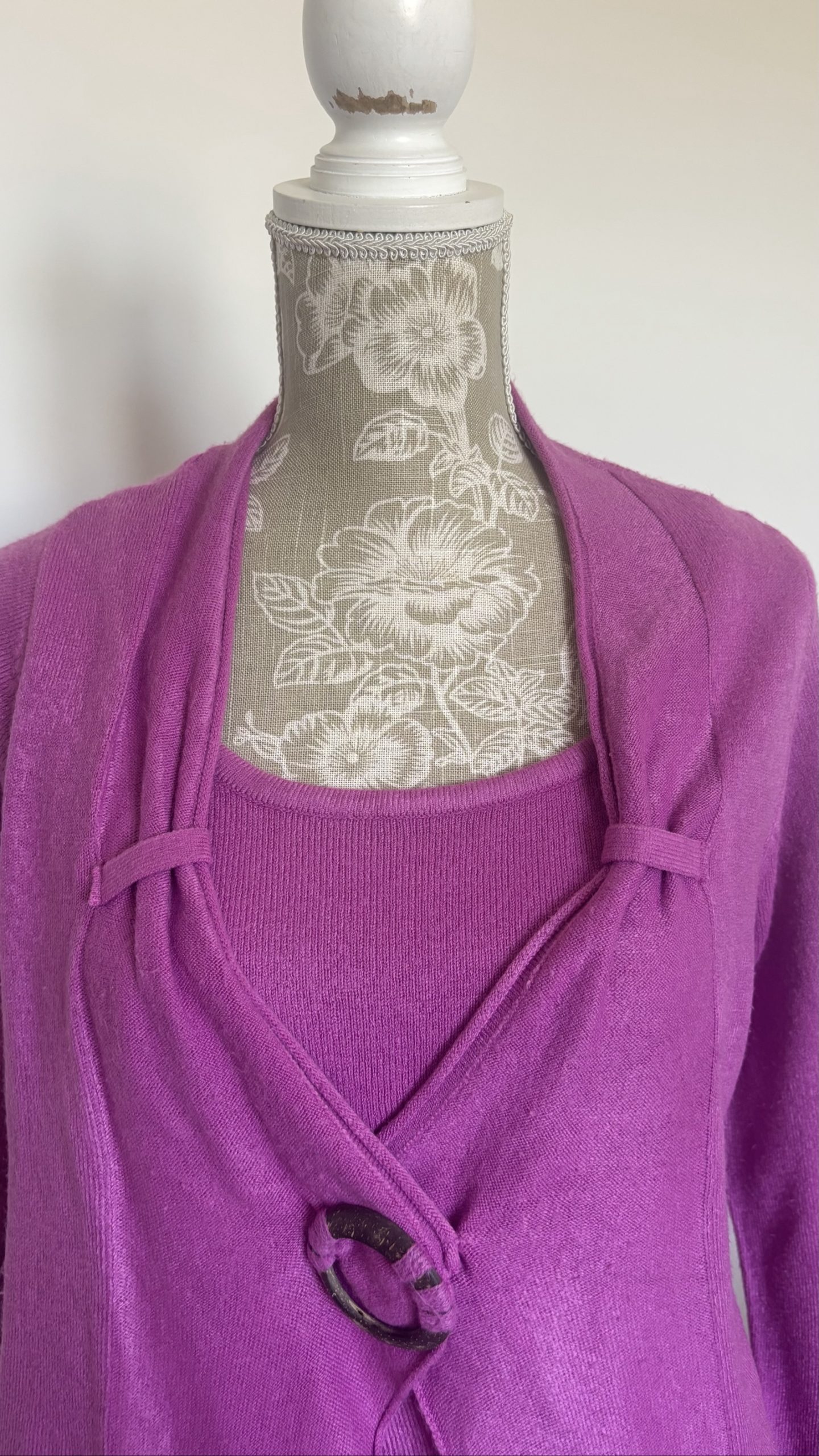 Text Pink Knit Cardigan Small Ring Detail image 3