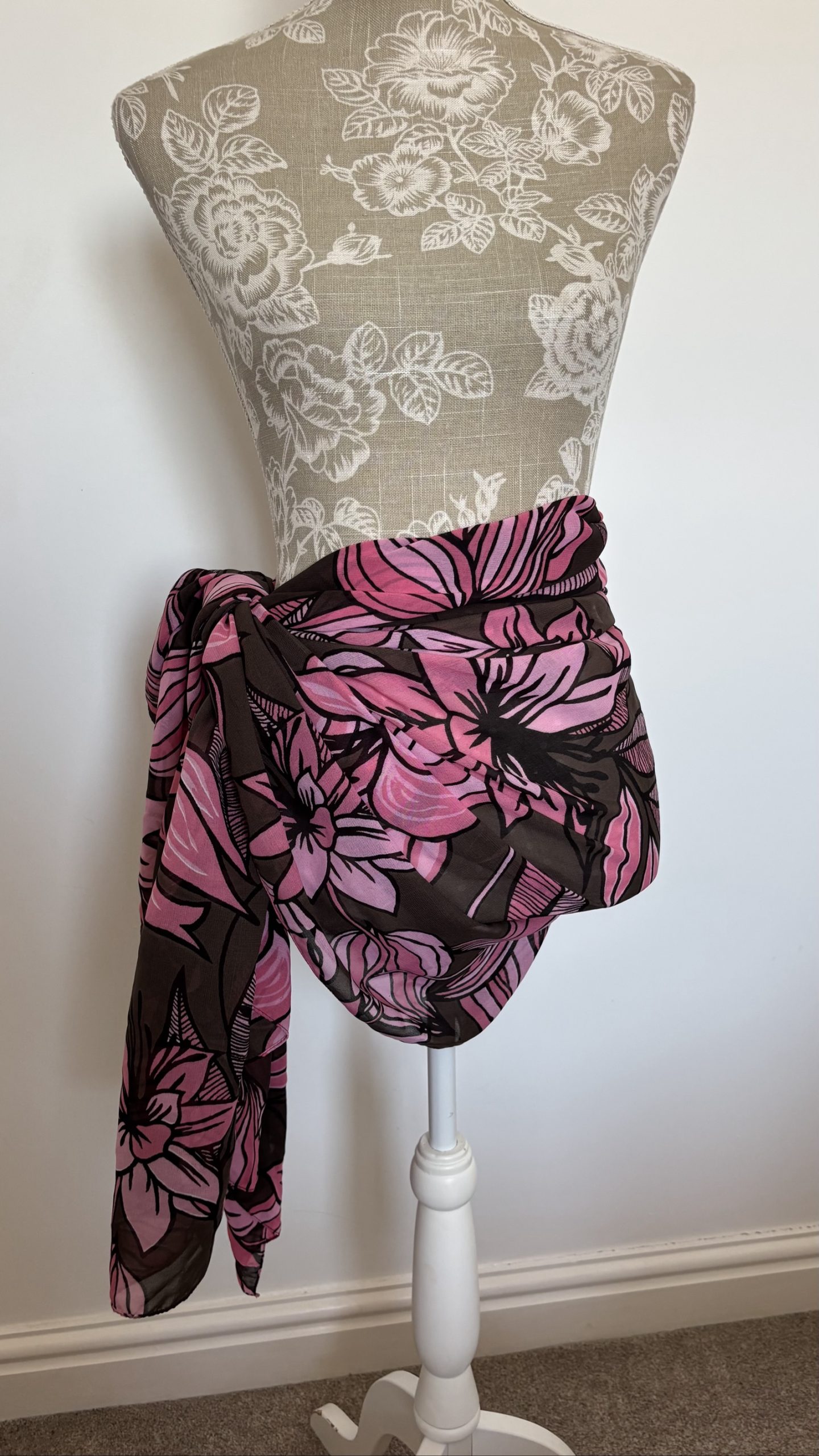 Swimwear Pink & Brown Floral Sarong One Size