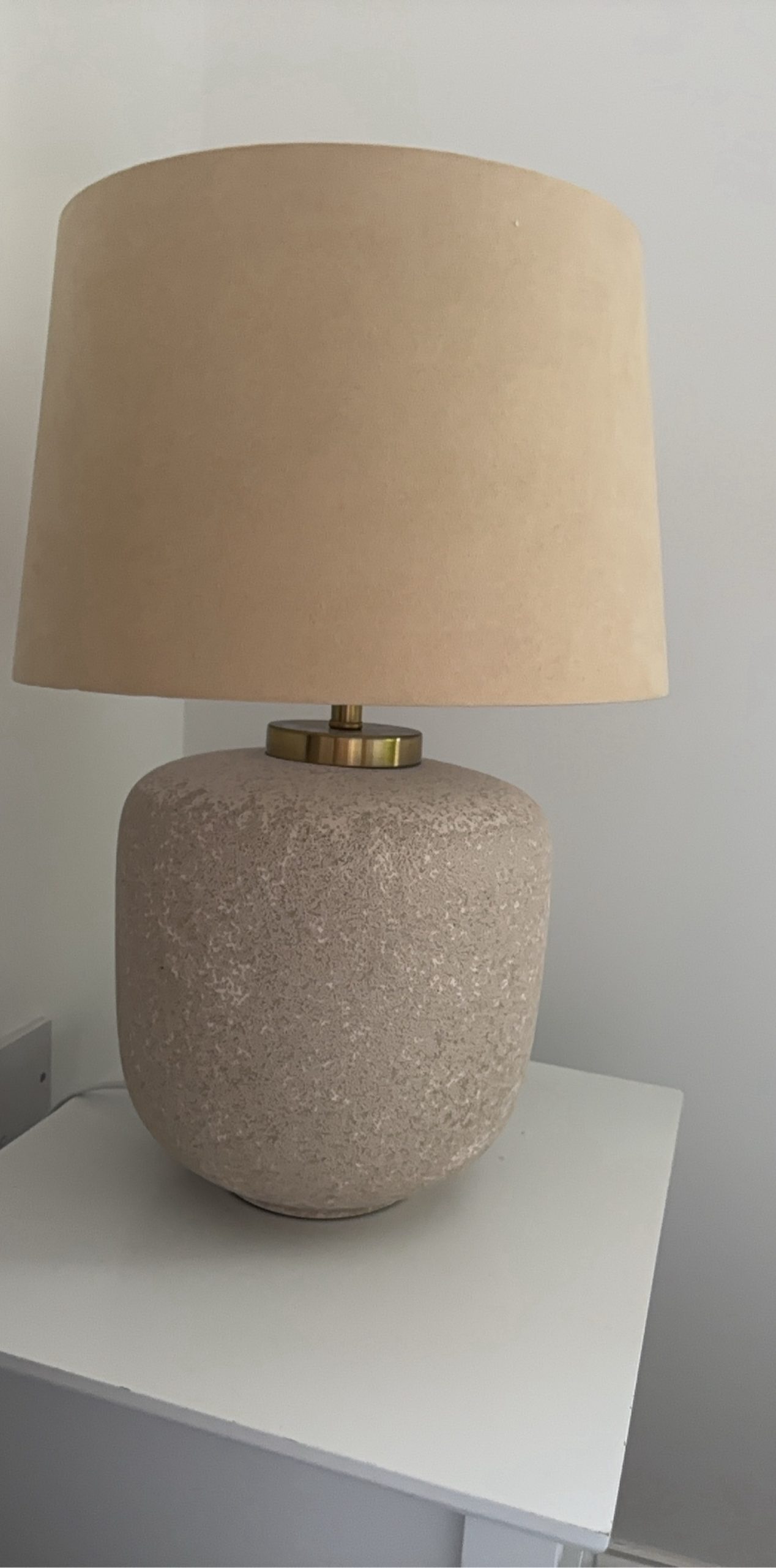 Beige Textured Ceramic Table Lamp with Beige Shade