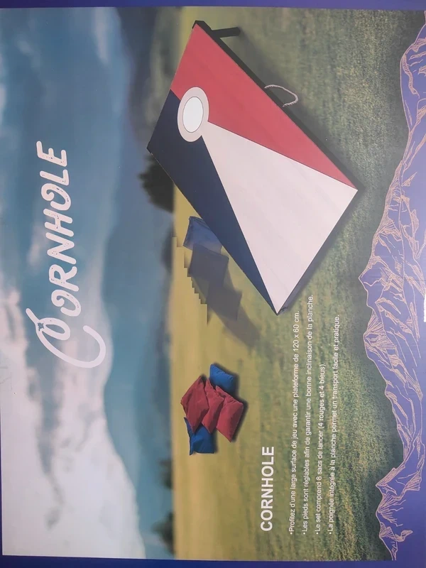 Jeu de Cornhole Bois Extérieur Rouge et Bleu 120x60 cm image 4