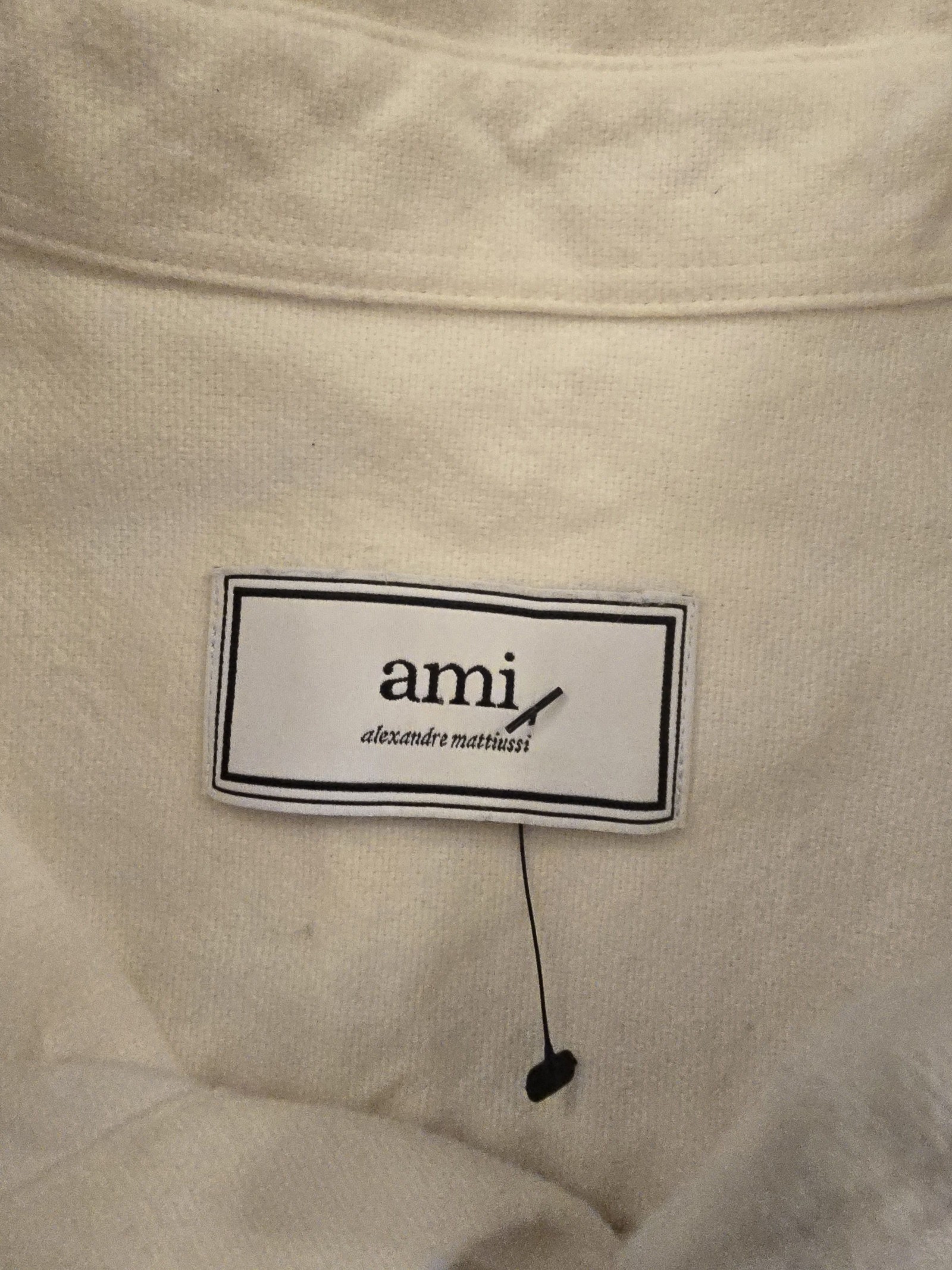 Ami Cream Cotton Long Sleeve Shirt Size 38 Red Heart Logo image 3