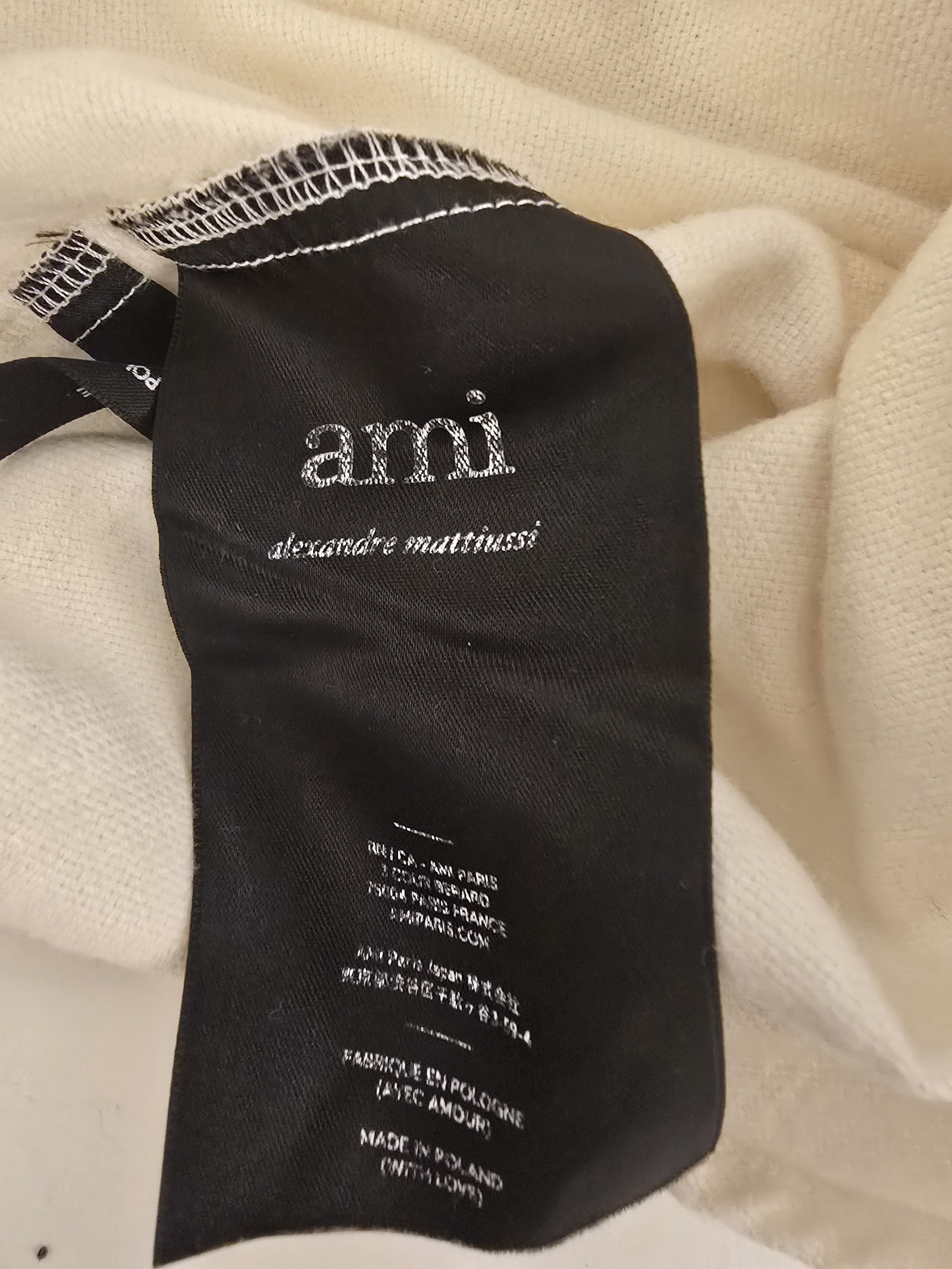 Ami Cream Cotton Long Sleeve Shirt Size 38 Red Heart Logo image 5