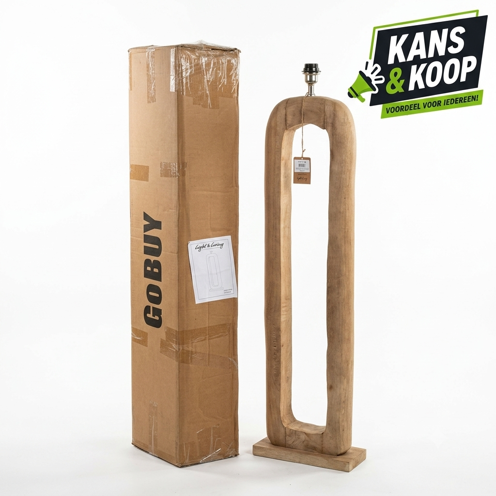 Prachtige robuuste vloerlamp van het merk Light en Living Hout look