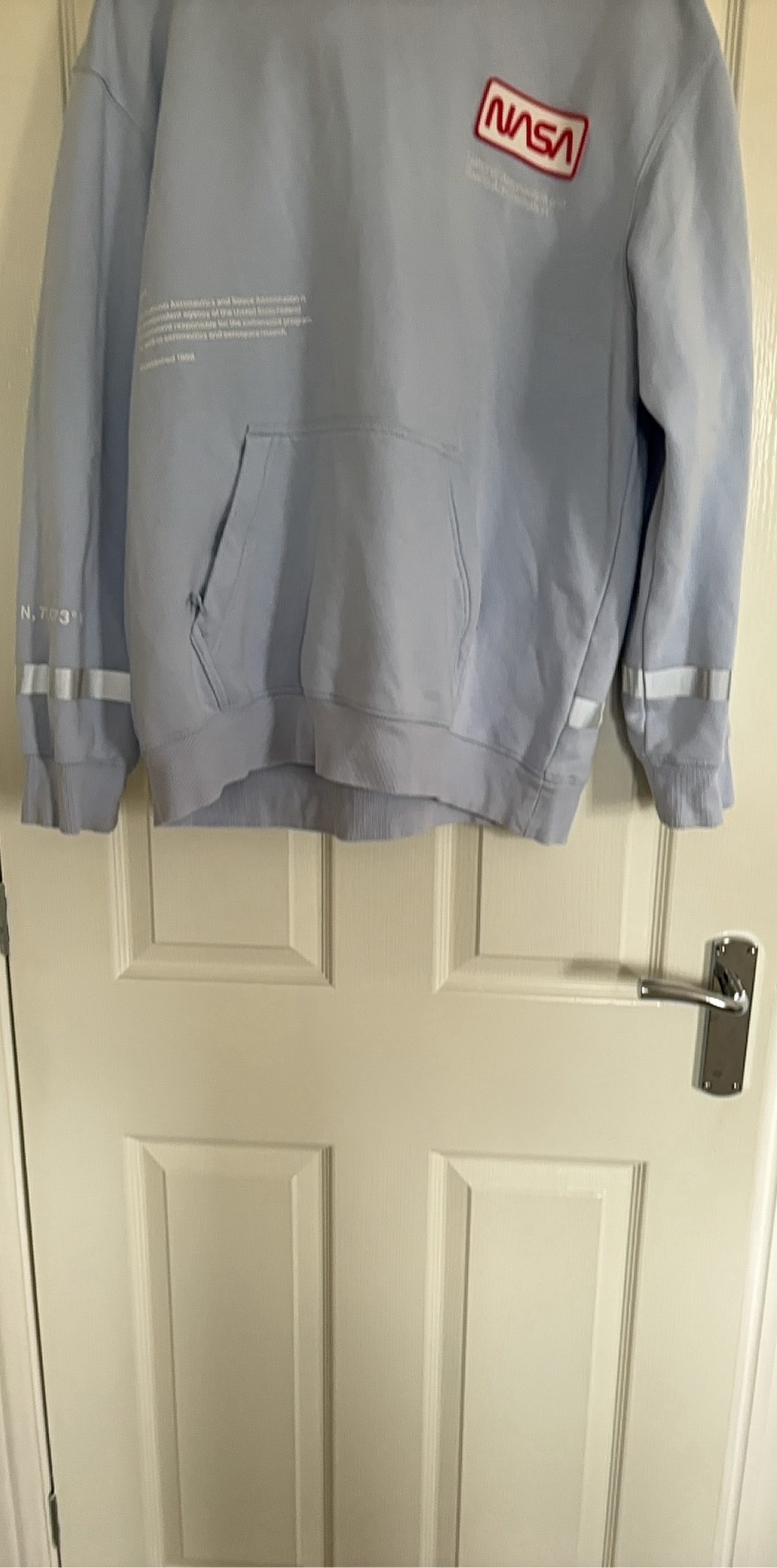 NASA Light Blue Hoodie Sweatshirt with Reflective Stripes Large image 3
