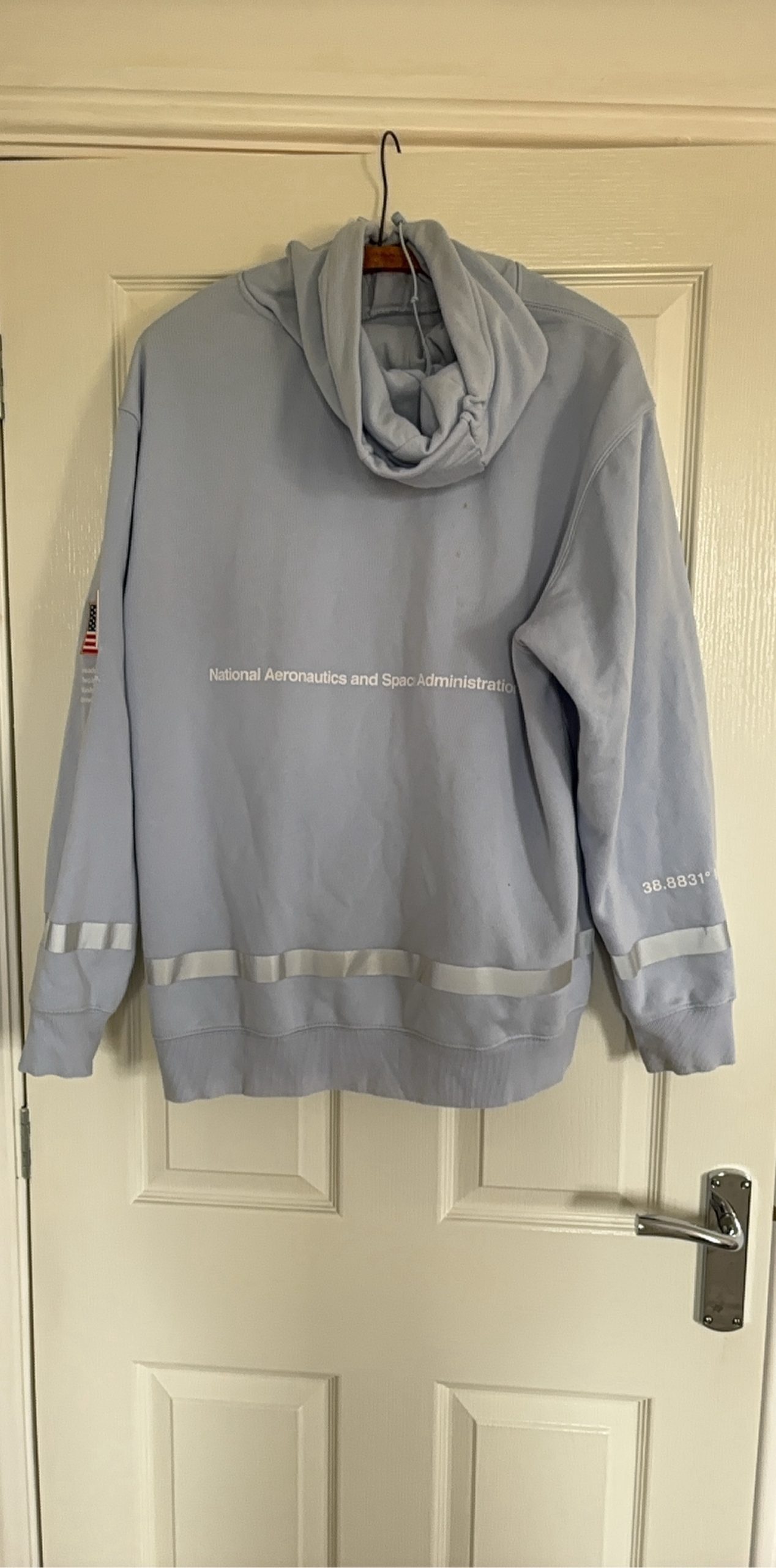 NASA Light Blue Hoodie Sweatshirt with Reflective Stripes Large image 4