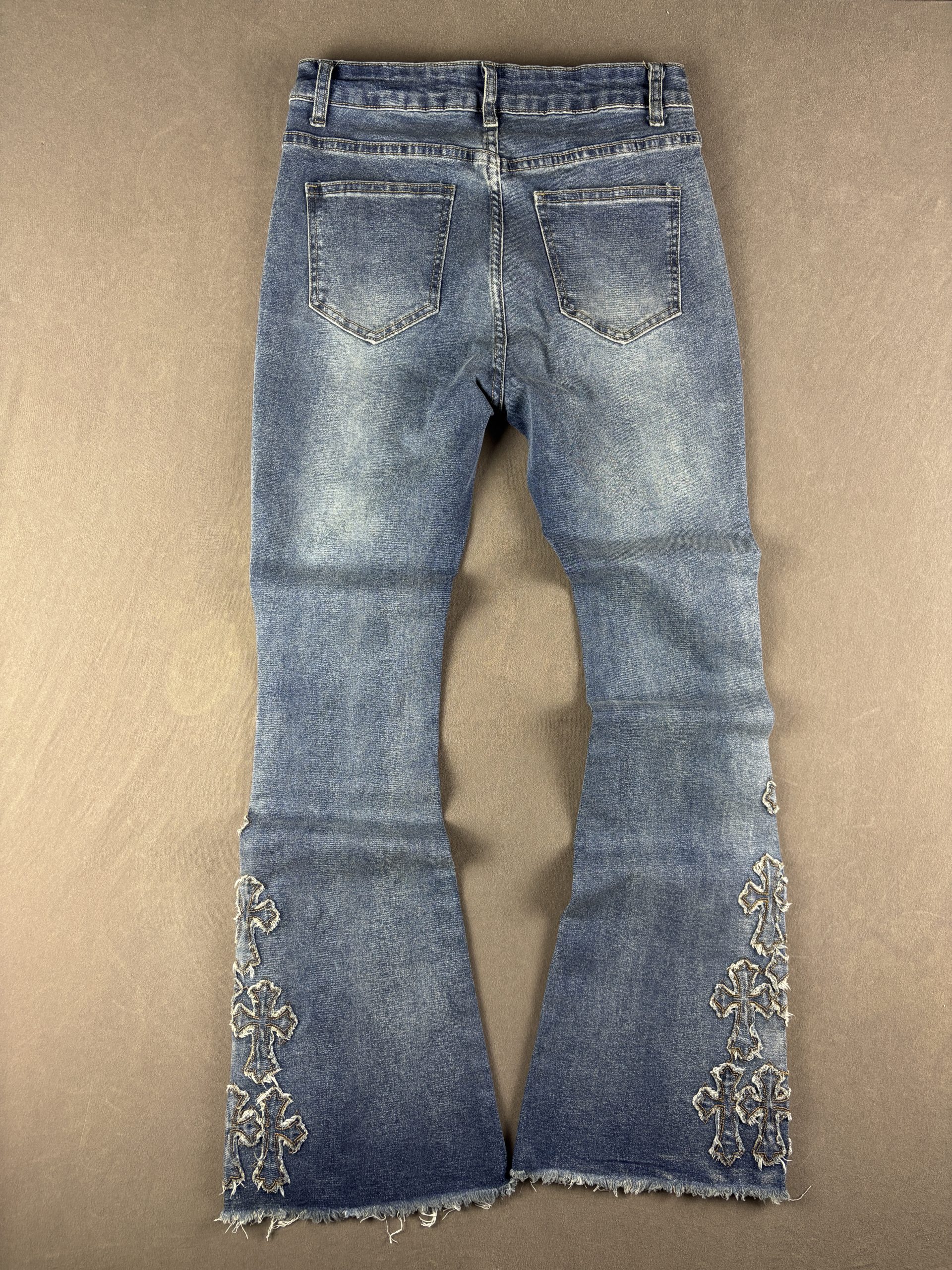 Bamboo Jeans Flared Cross Patch | Mittelblau | Größe 9 image 2