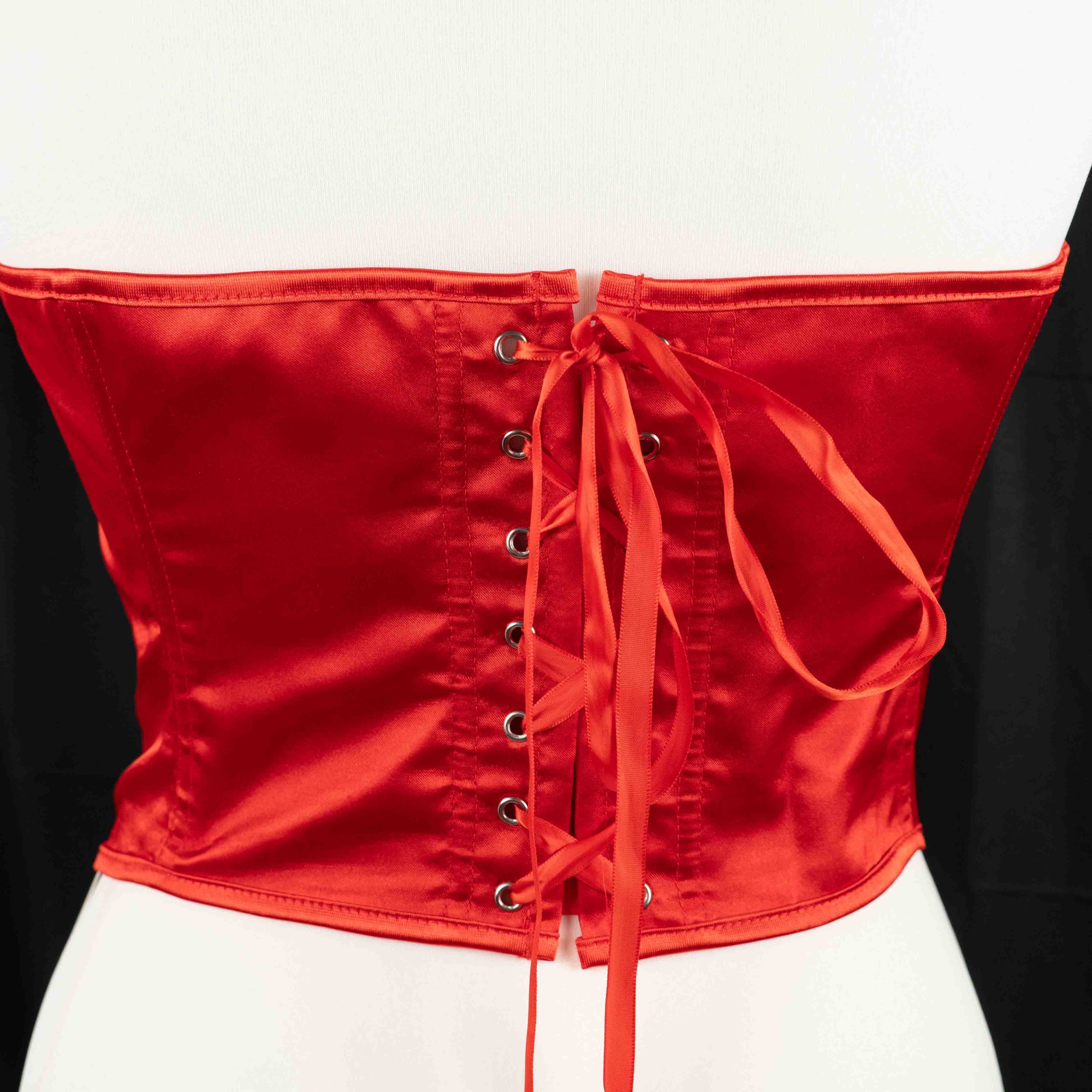 Pretty Little Thing Red Lace & Satin Corset Top XXL Sheer Floral Lace Bodice NWT image 4