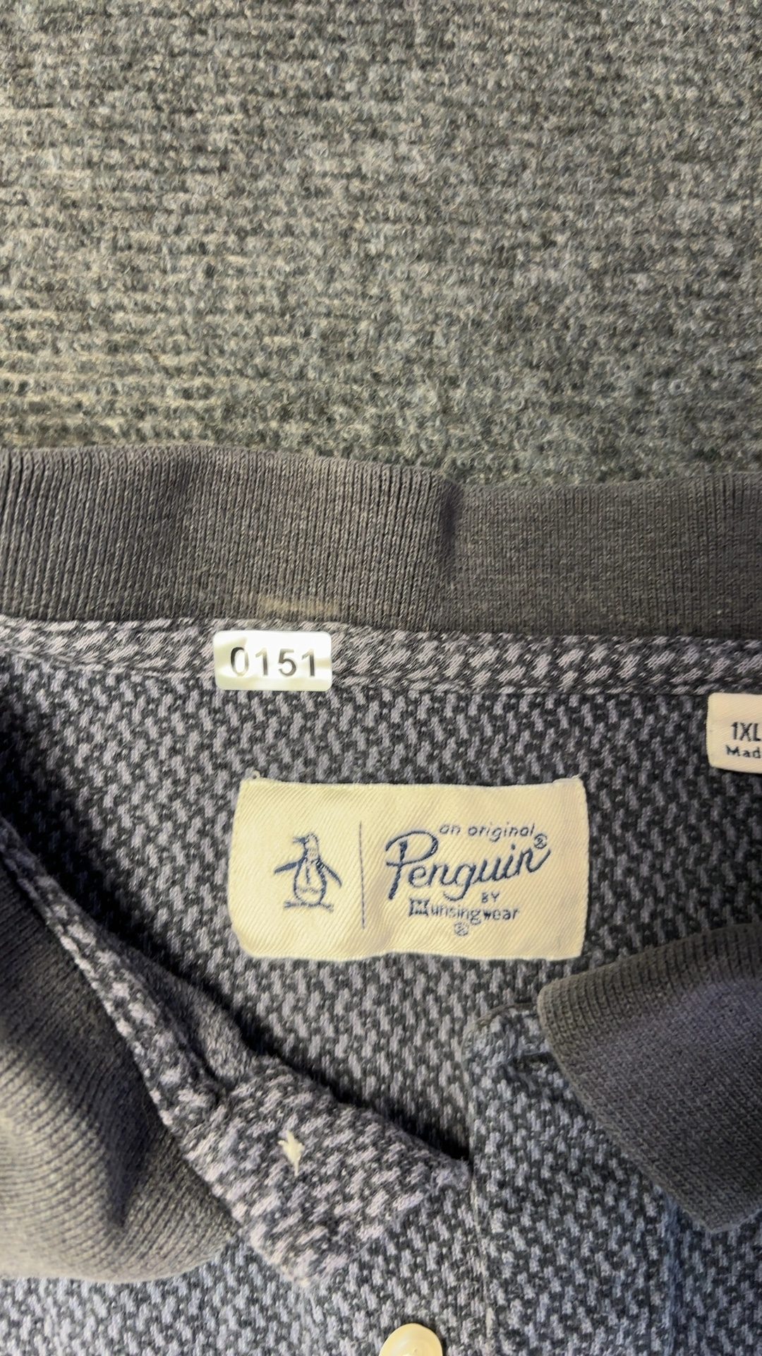 Original Penguin Grey Patterned Polo Shirt 1XL Cotton Blend image 5