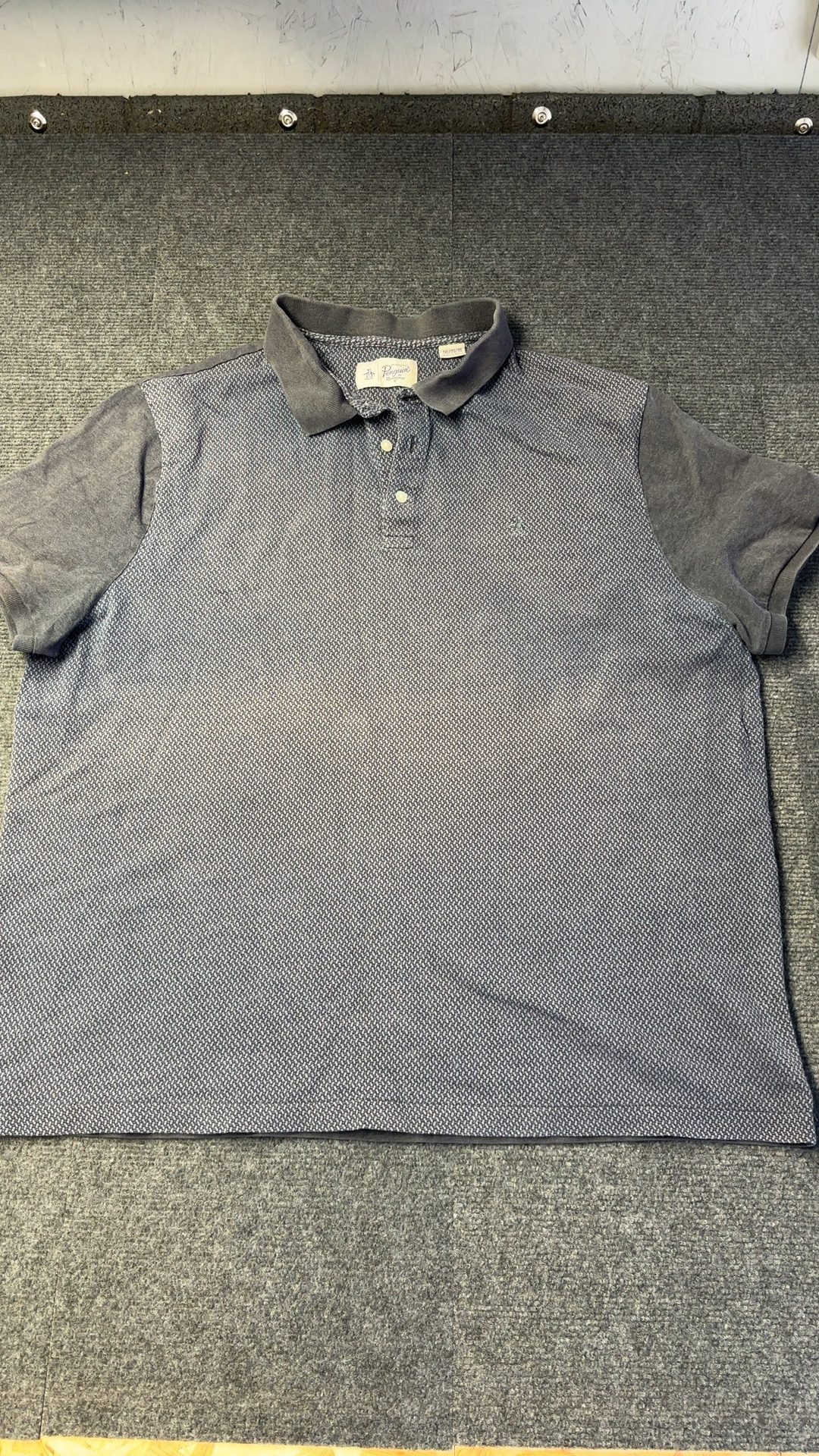 Original Penguin Grey Patterned Polo Shirt 1XL Cotton Blend