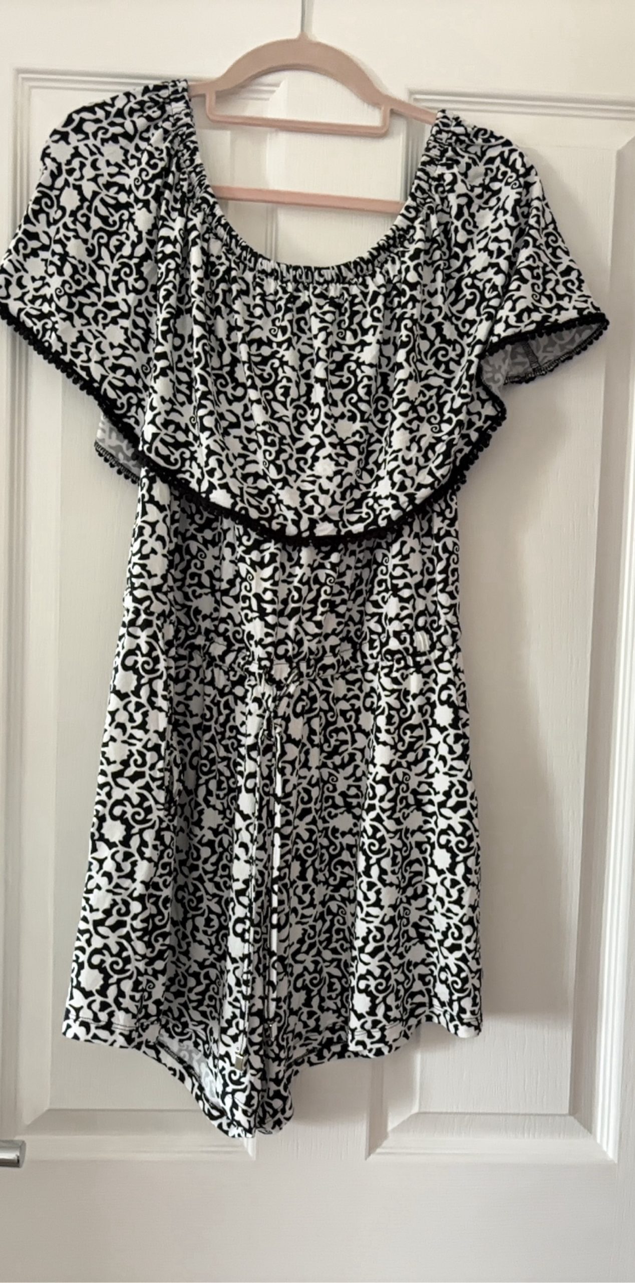Next Black & White Patterned Beachwear Playsuit UK 12
