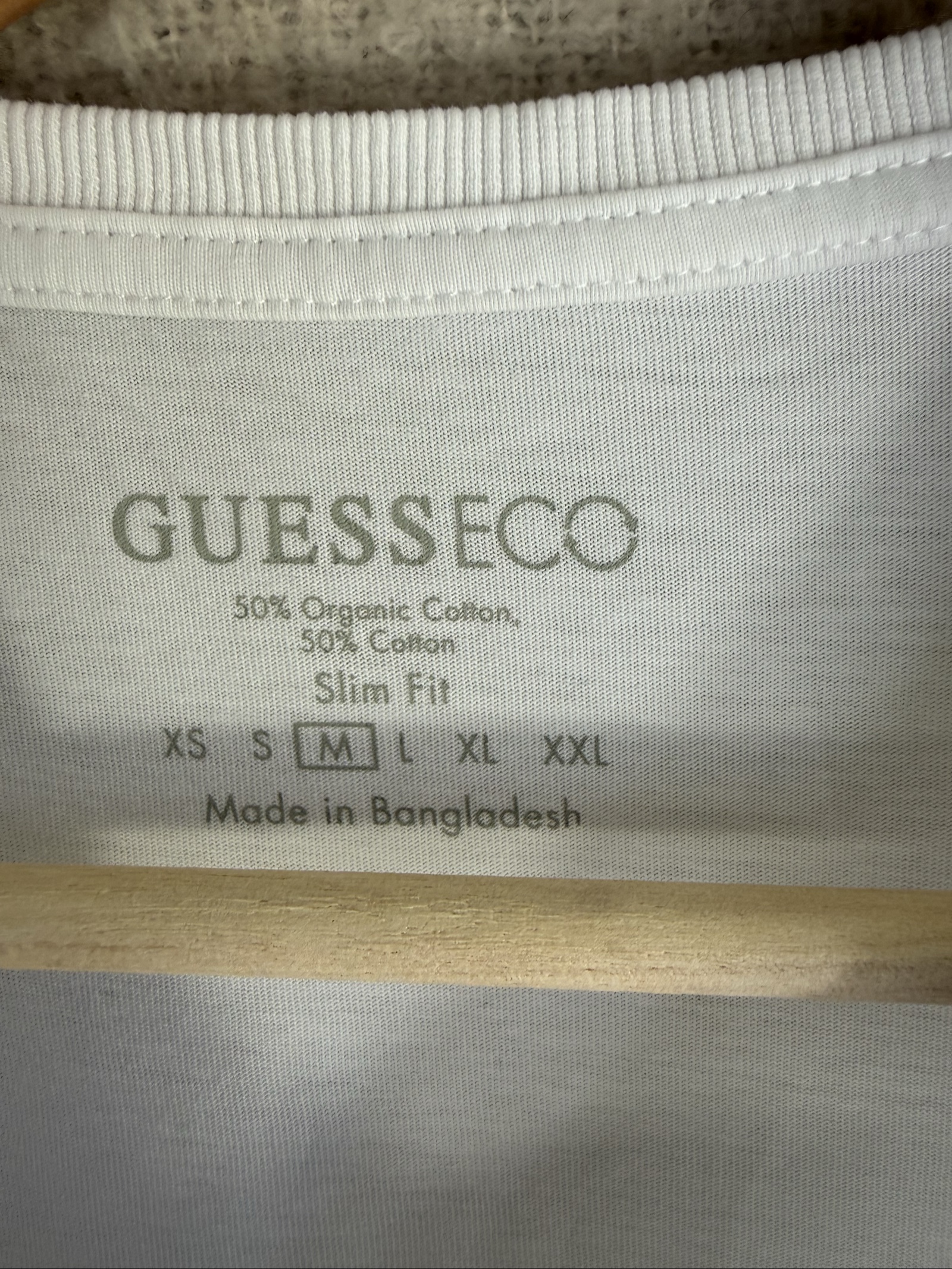 Guess Eco White Slim Fit Long Sleeve T-Shirt Medium Organic Cotton Soft image 3