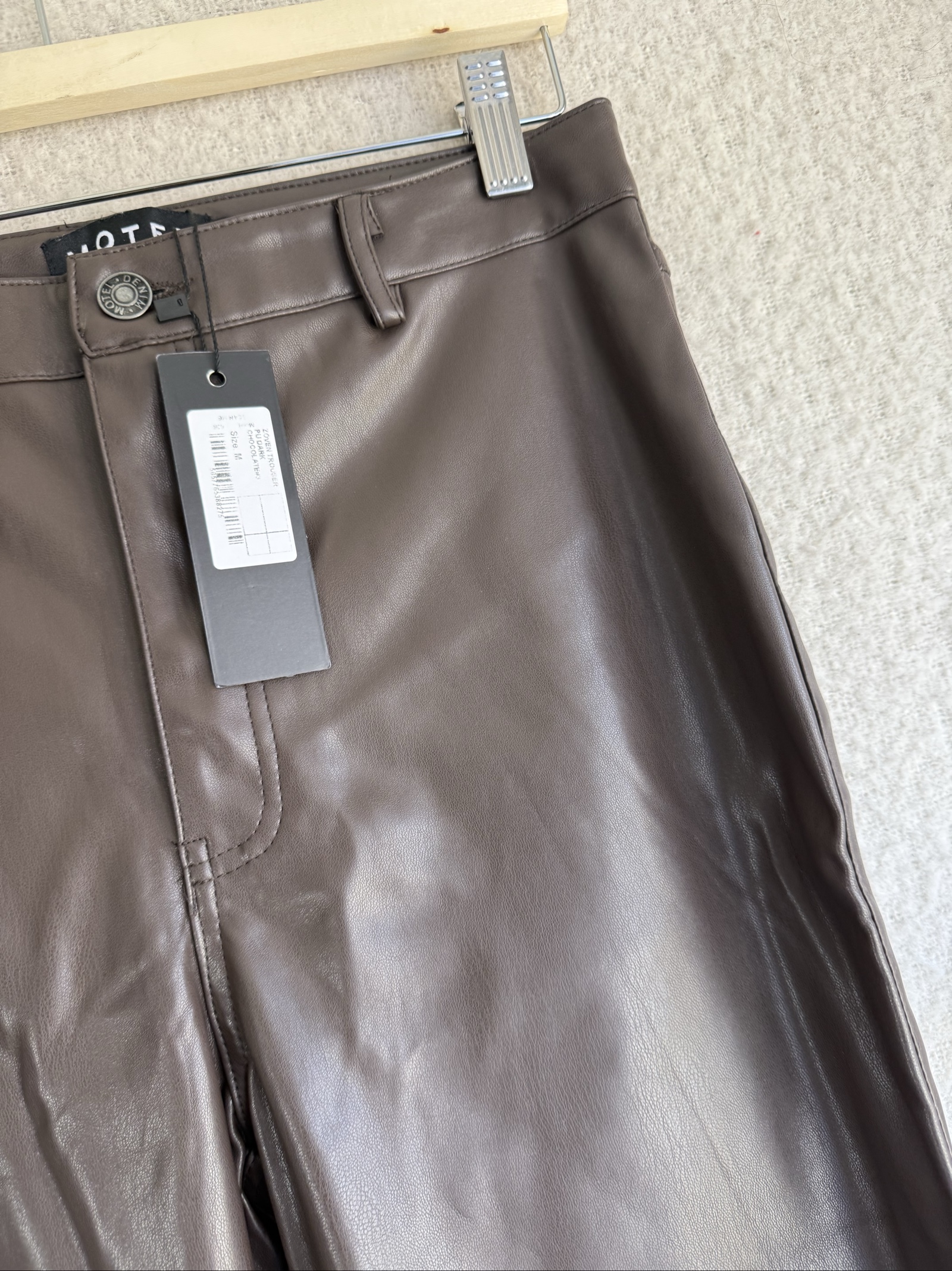 Motel Brown PU & Polyester Flared Trousers Medium Stylish Faux Leather image 2