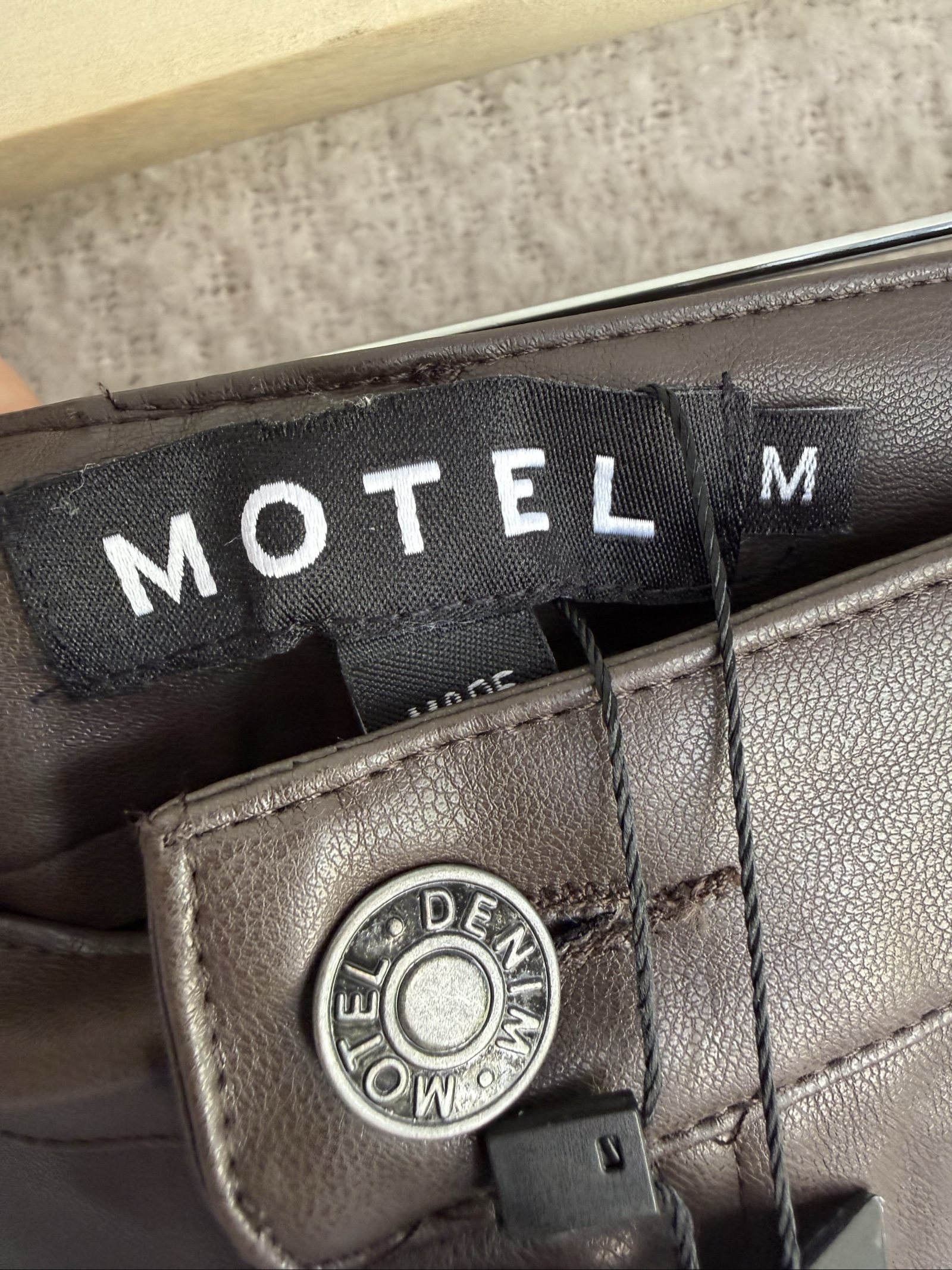 Motel Brown PU & Polyester Flared Trousers Medium Stylish Faux Leather image 3