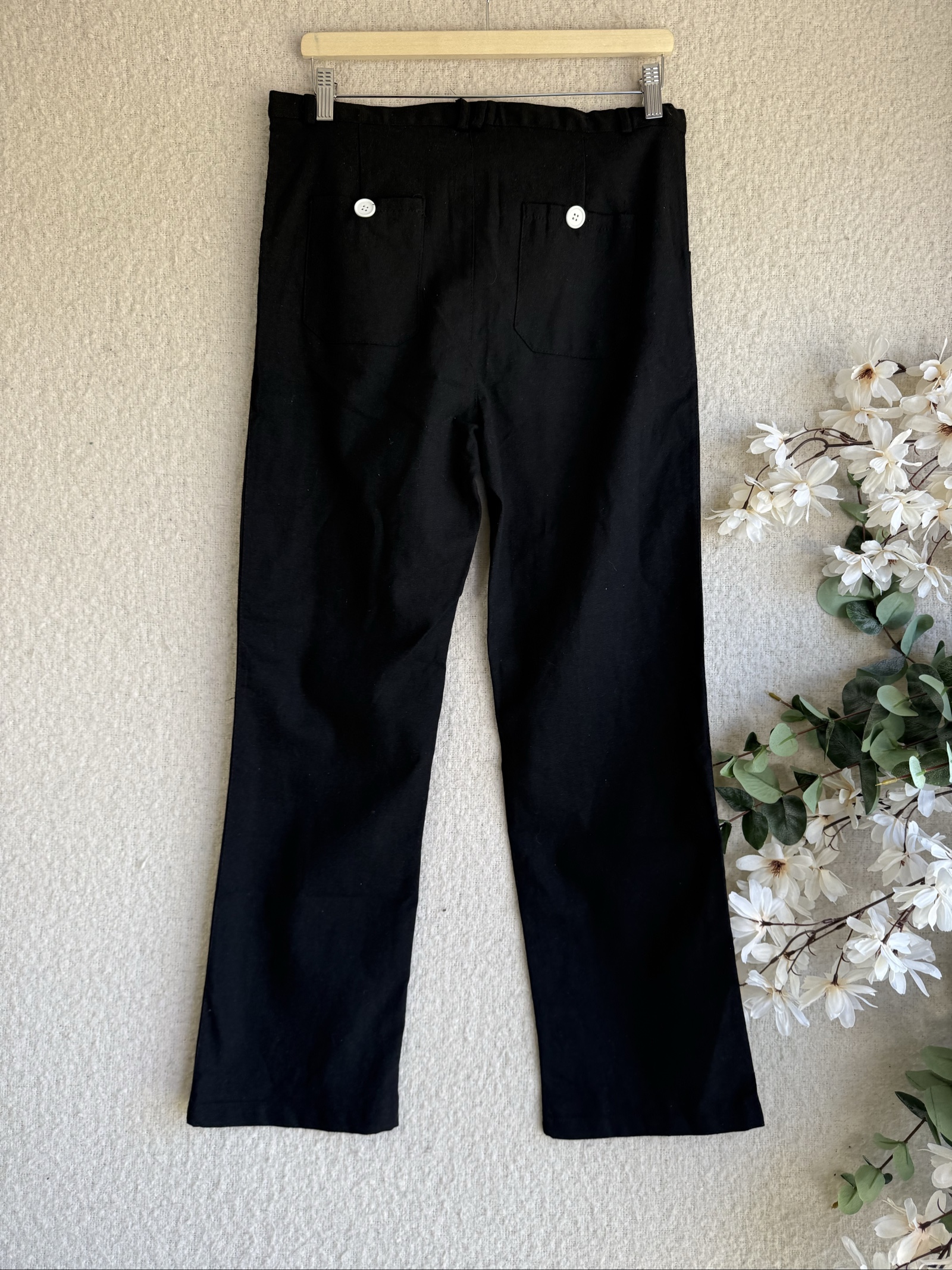 Zacard Black Straight Leg Trousers UK XL Classic Cotton Blend Pants image 4