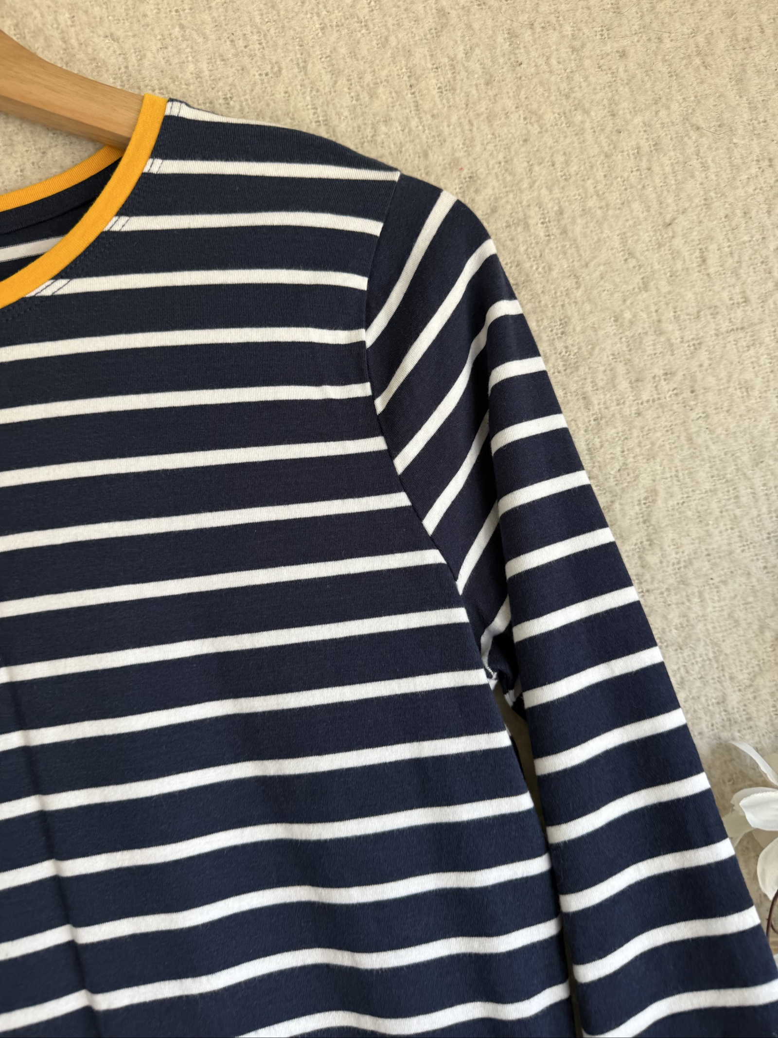 Tu Navy & White Striped Long Sleeve Top UK 14 Cotton Modal Blend image 2