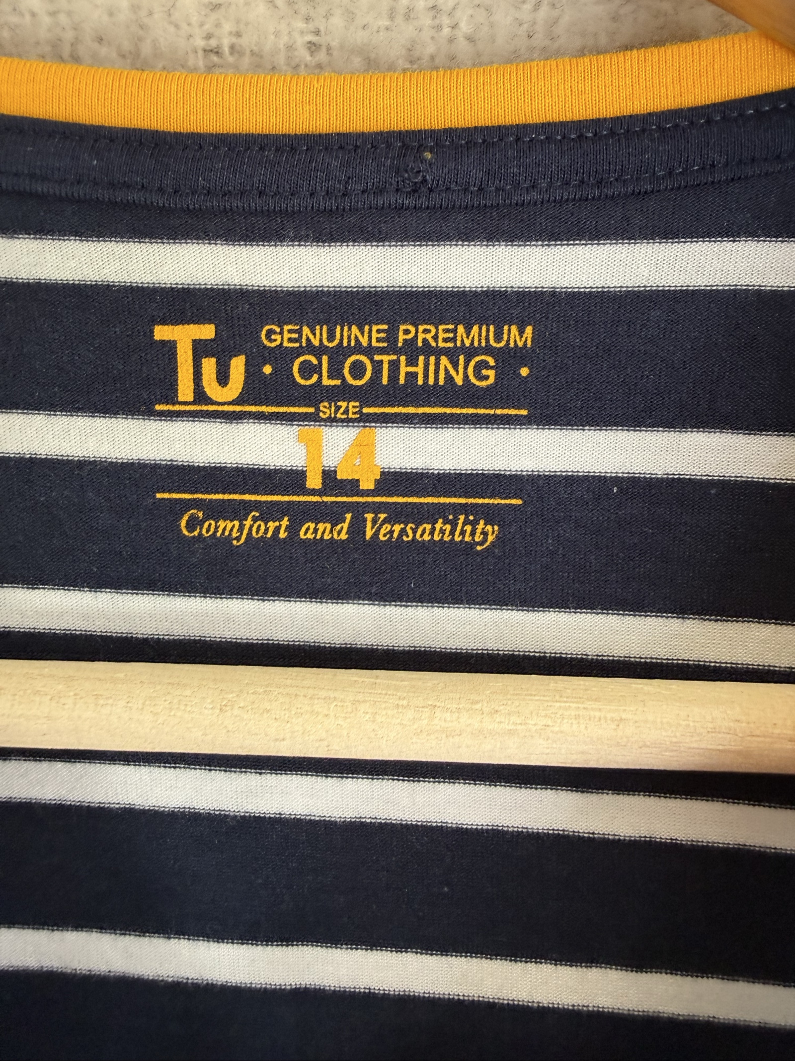 Tu Navy & White Striped Long Sleeve Top UK 14 Cotton Modal Blend image 3