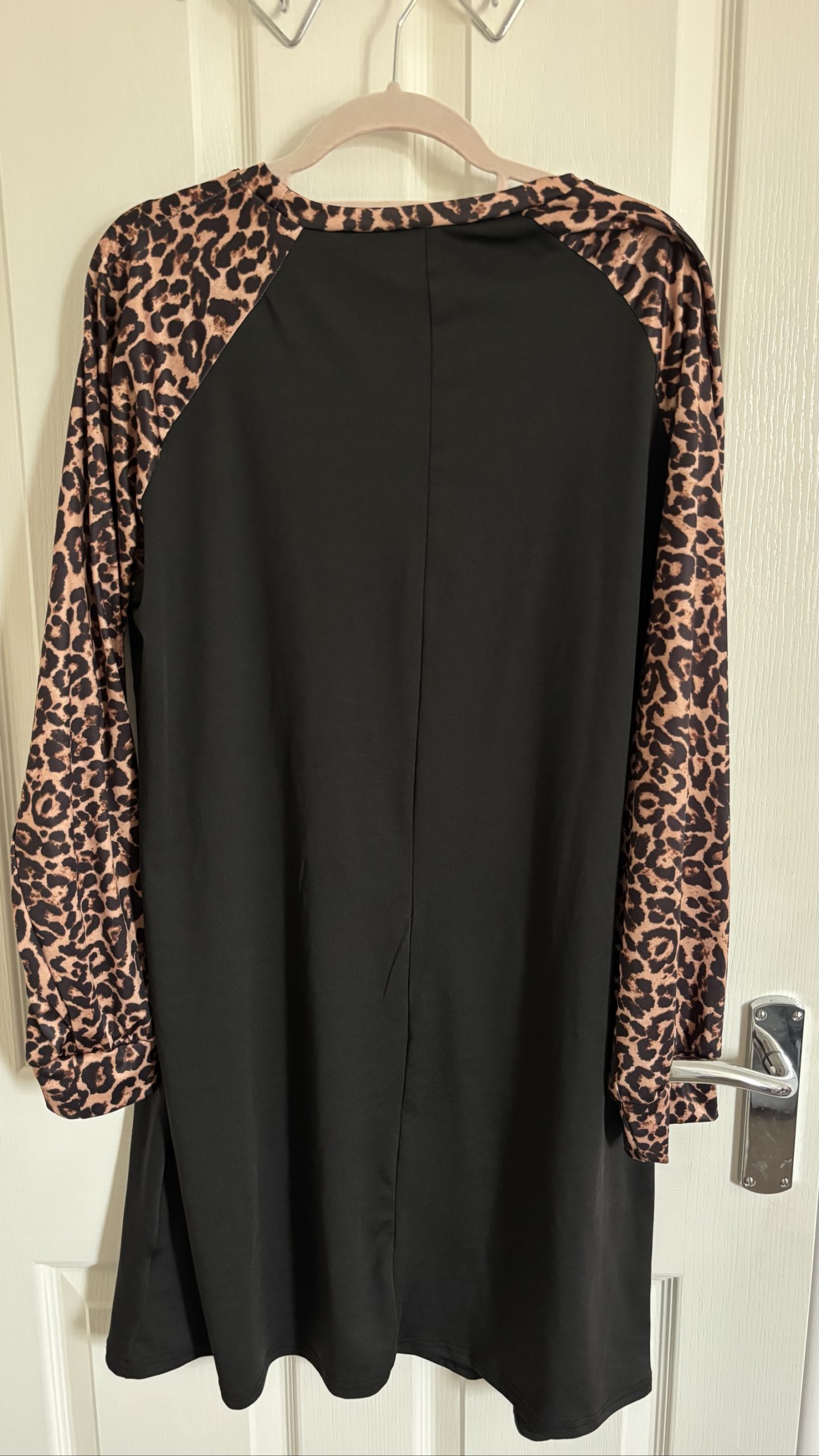 Emery Rose Black & Brown Leopard Print Sleeve Dress XL image 4