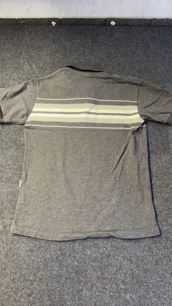 Lacoste Grey Striped Polo Shirt Large boys / small mens Classic Soft Cotton