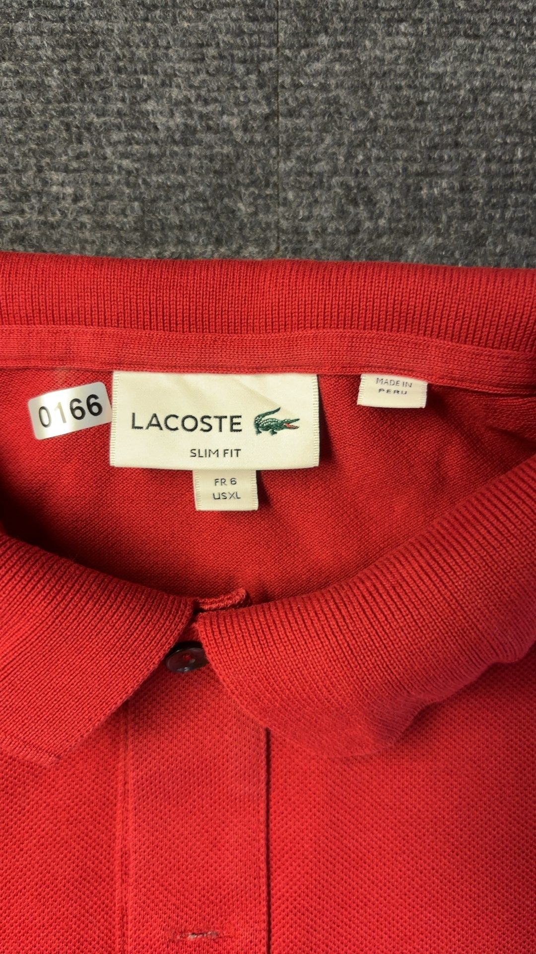 Lacoste Red Polo Shirt Large Small Hole image 4