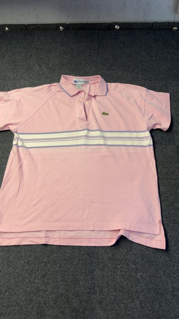 The Lacoste Club Pink & White Striped Polo Shirt Ladies XL
