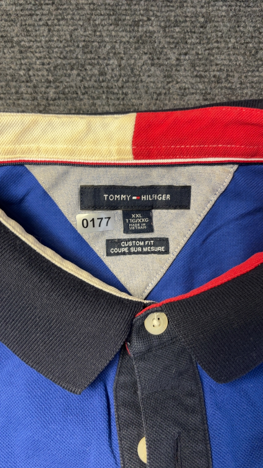 Tommy Hilfiger Blue Red & White Polo Shirt XXL Custom Fit image 5