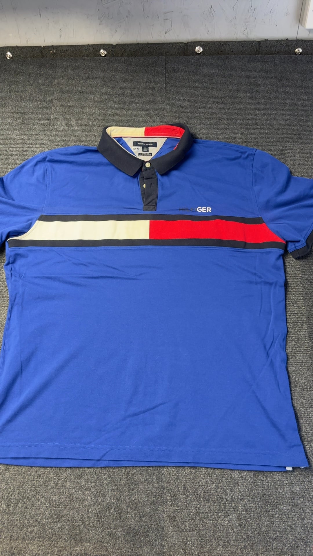 Tommy Hilfiger Blue Red & White Polo Shirt XXL Custom Fit