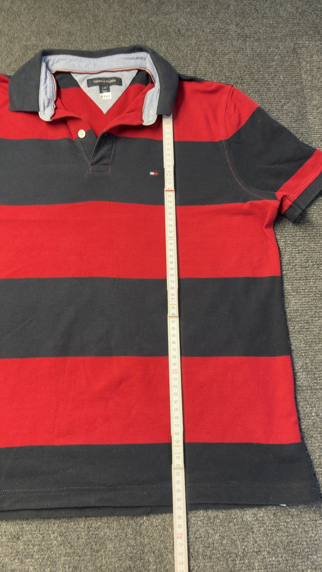 Tommy Hilfiger Red & Black Stripe Polo Shirt Large image 3
