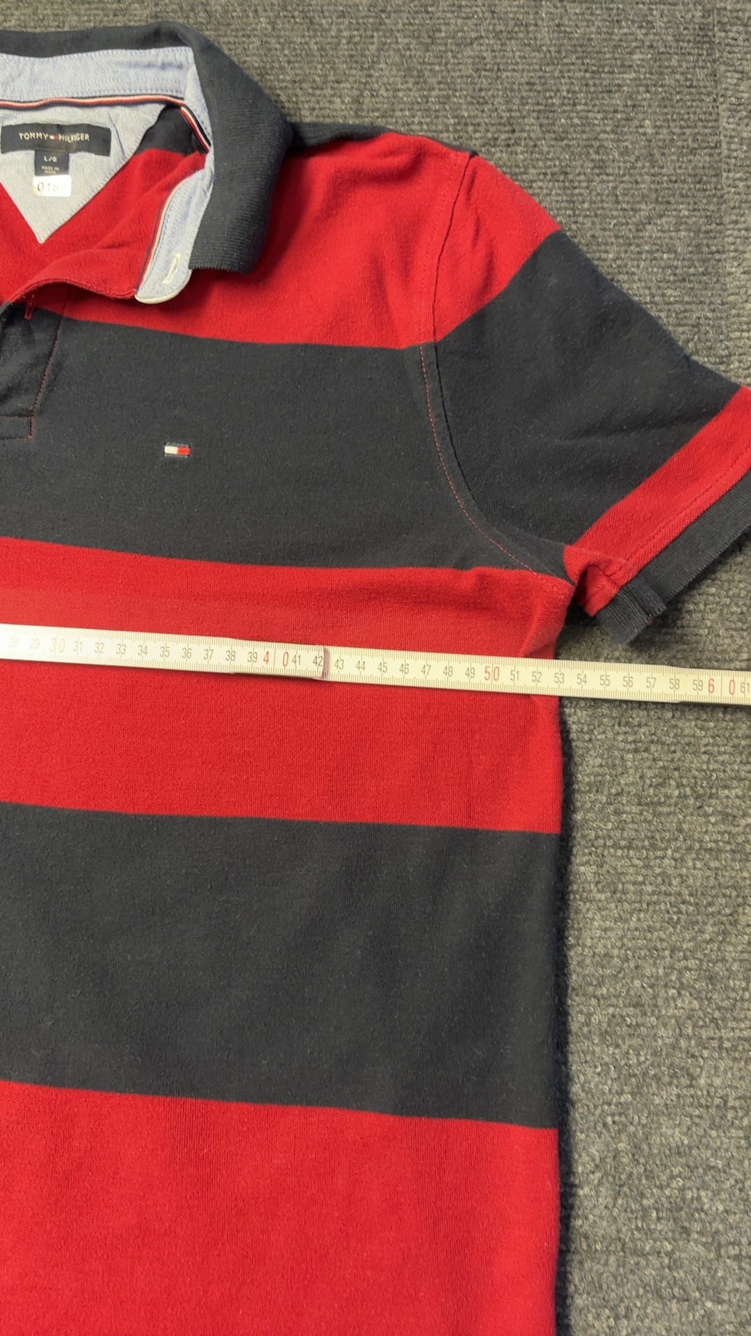 Tommy Hilfiger Red & Black Stripe Polo Shirt Large image 4