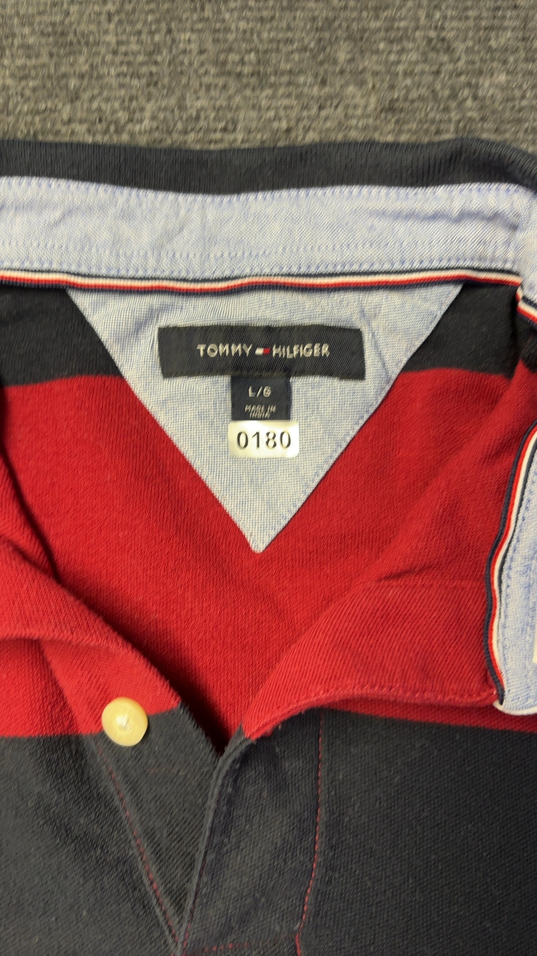 Tommy Hilfiger Red & Black Stripe Polo Shirt Large image 5