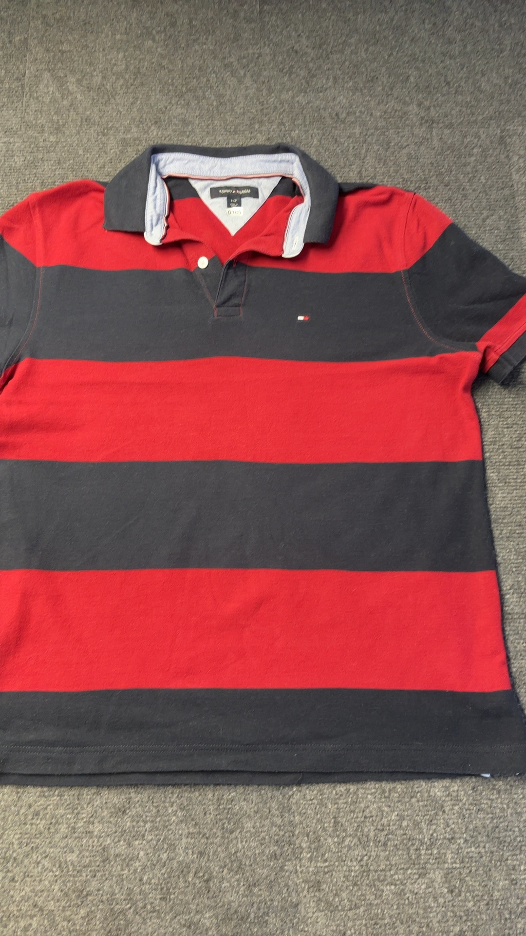 Tommy Hilfiger Red & Black Stripe Polo Shirt Large