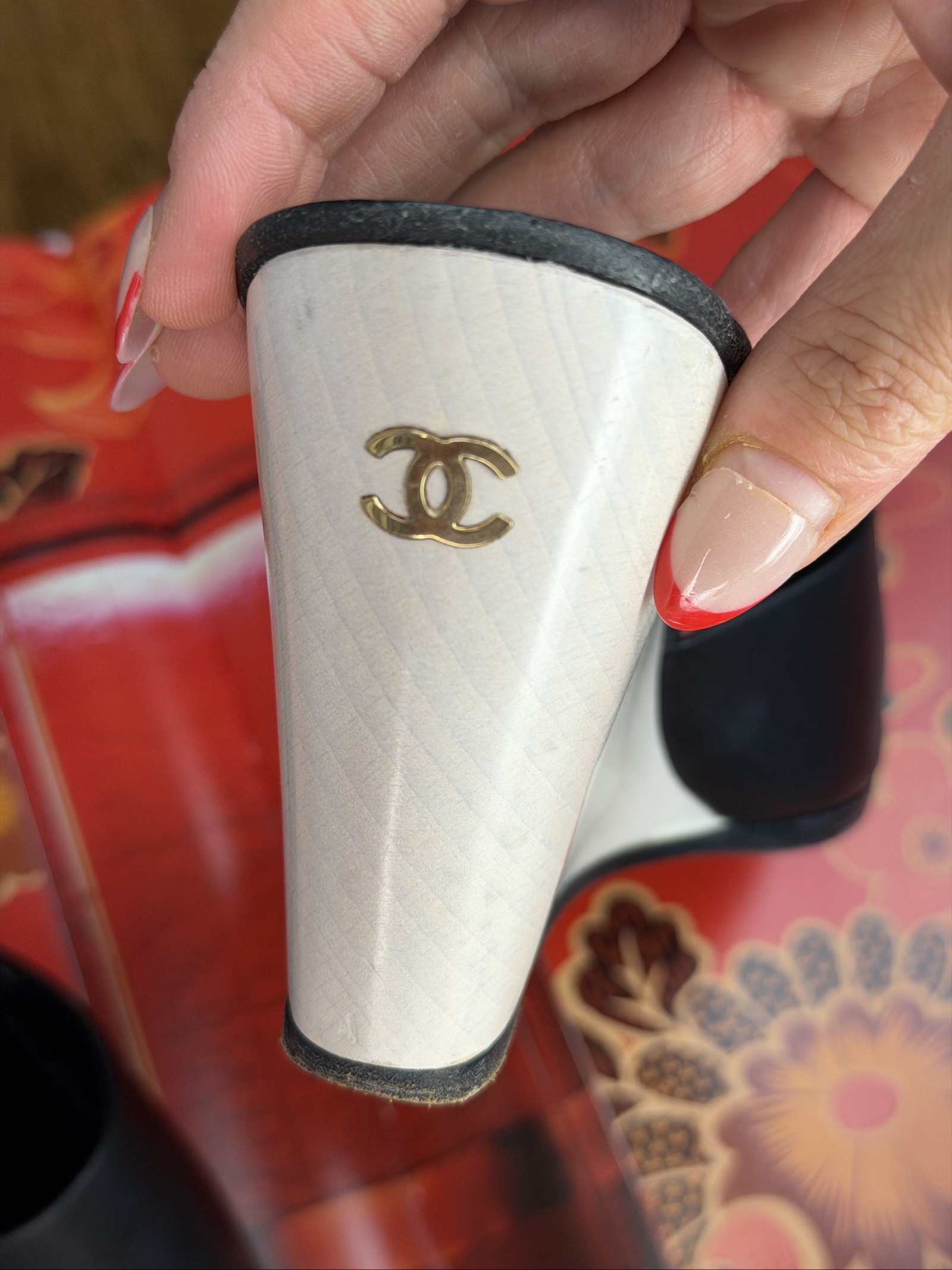 Chanel Black & Beige Leather Wedge Mules UK 6 image 5