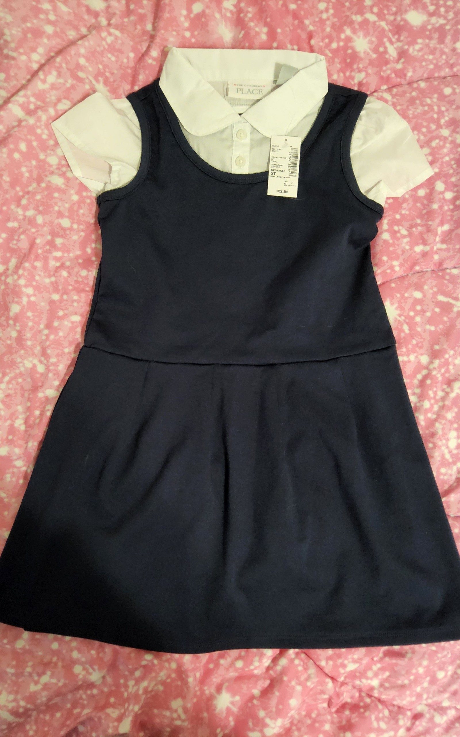 The Children's Place Navy & White Dress 5T Toddler