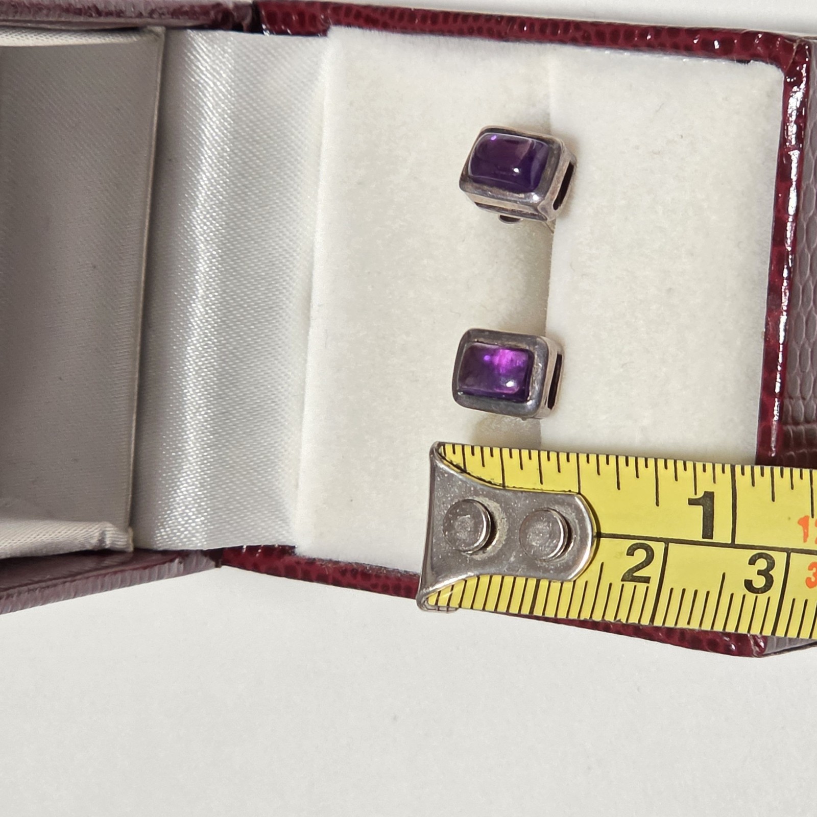 Vintage 925 Sterling Silver Purple Stone Stud Earrings b3 image 4